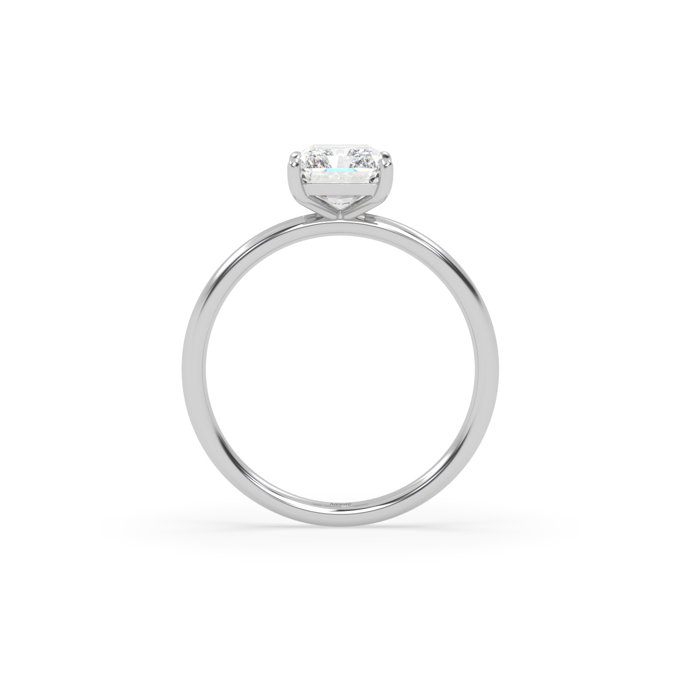 18k white gold  radiant cut diamond engagement ring
