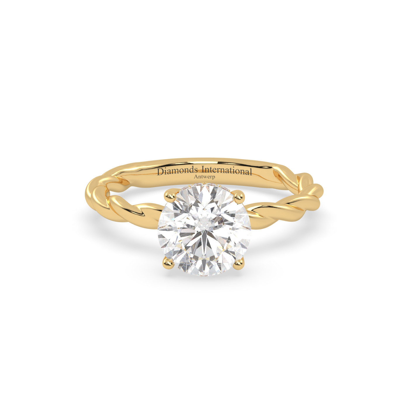 18k white gold  round cut solitaire braided diamond ring Photos & images