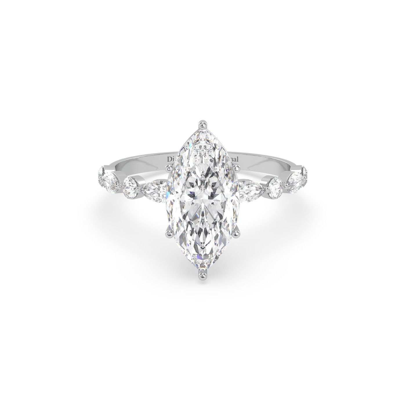 18k or jaune  bague en diamant marquise avec diamants latéraux marquise & ronds Photos & images