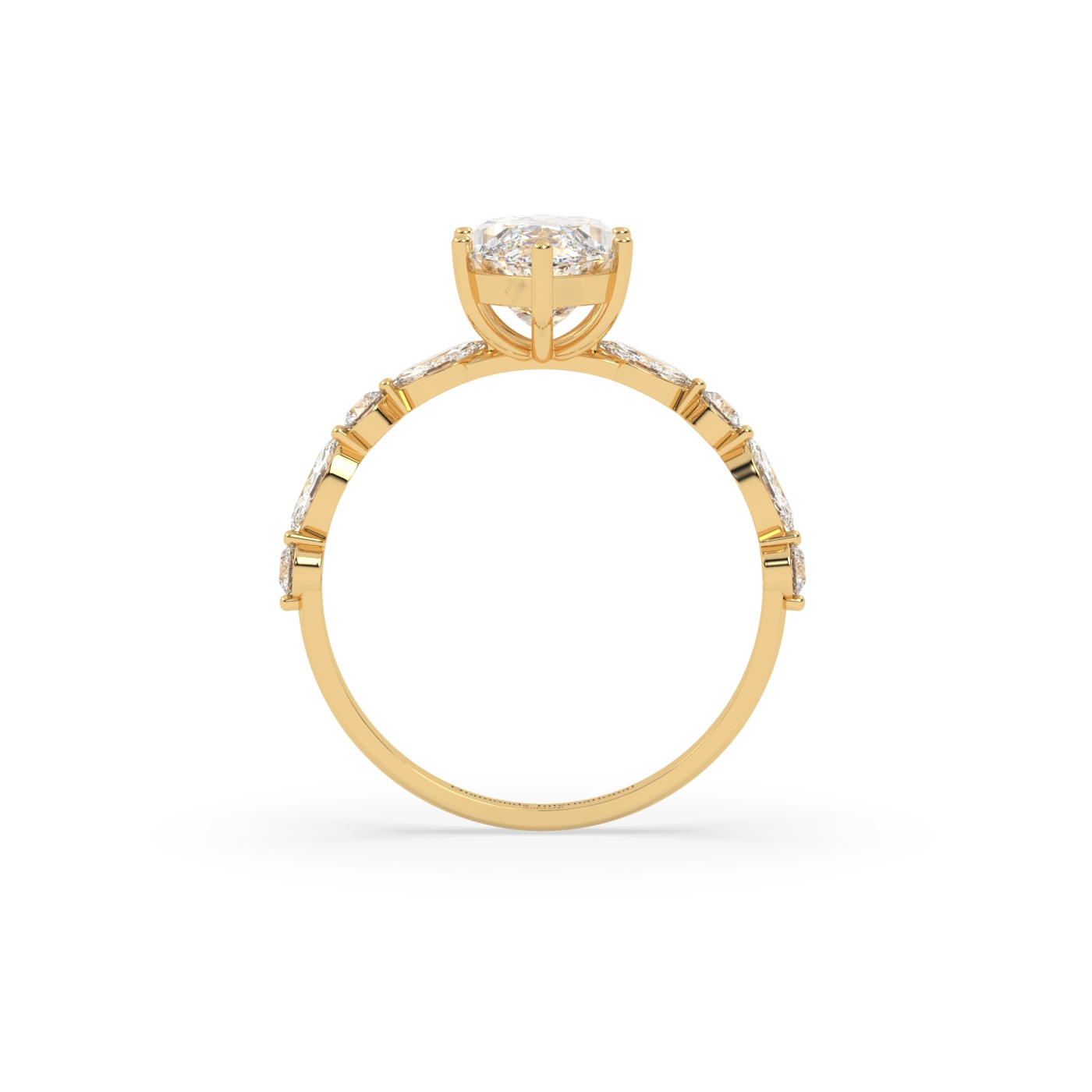 18k or jaune  bague en diamant marquise avec diamants latéraux marquise & ronds