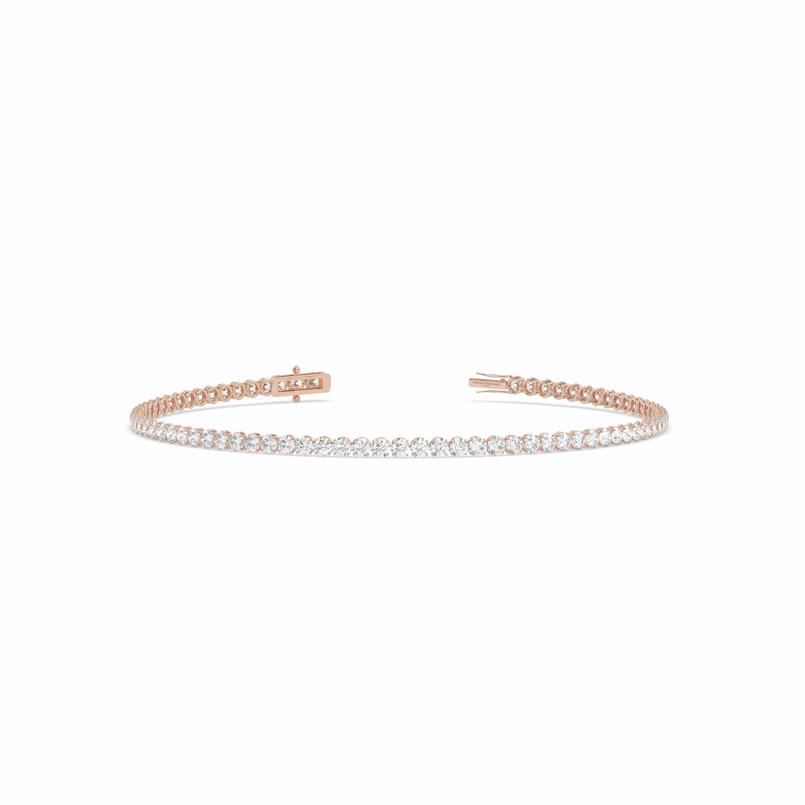 18k rose gold 3.0 carat round cut diamond tennis bracelet