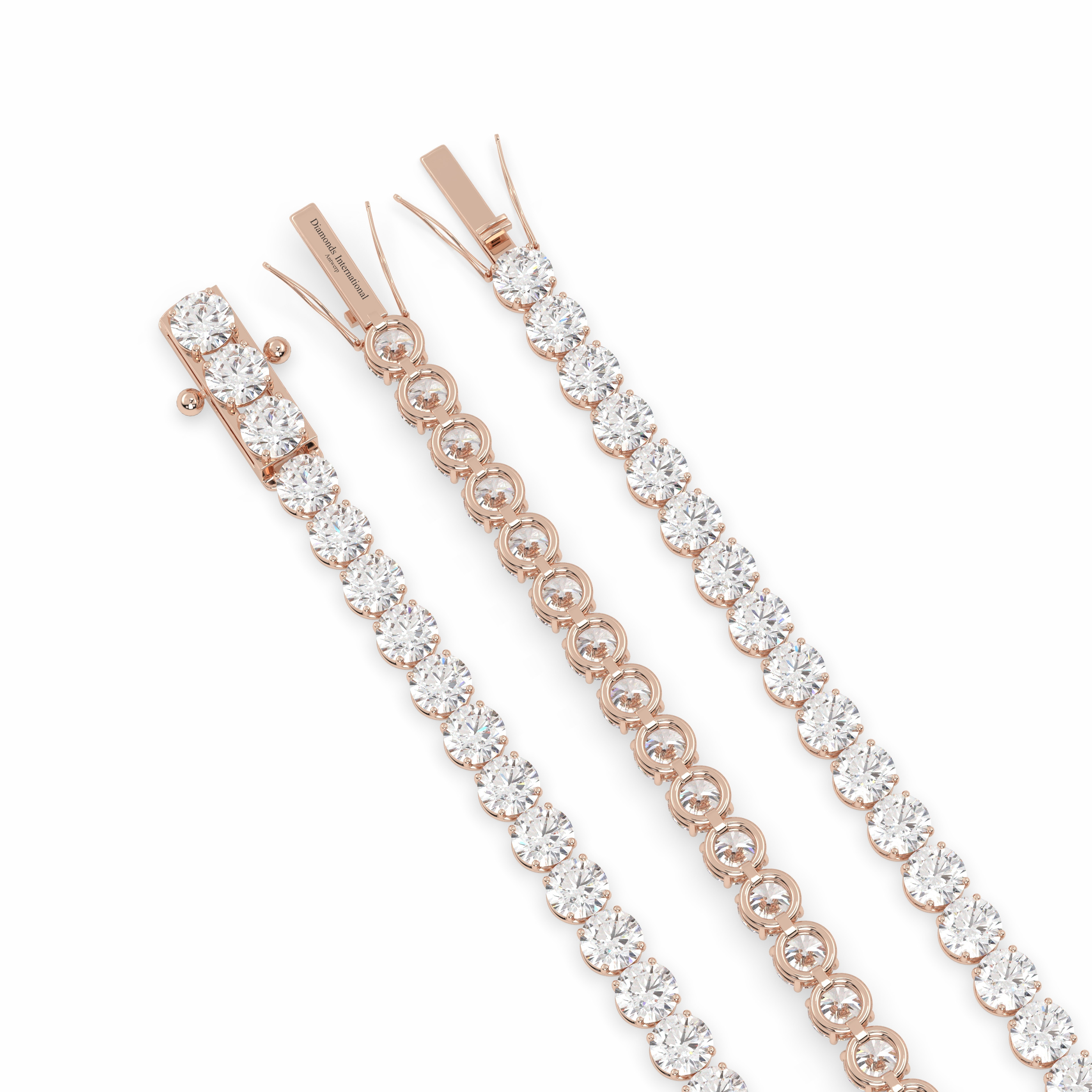 18k rose gold 3.0 carat round cut diamond tennis bracelet