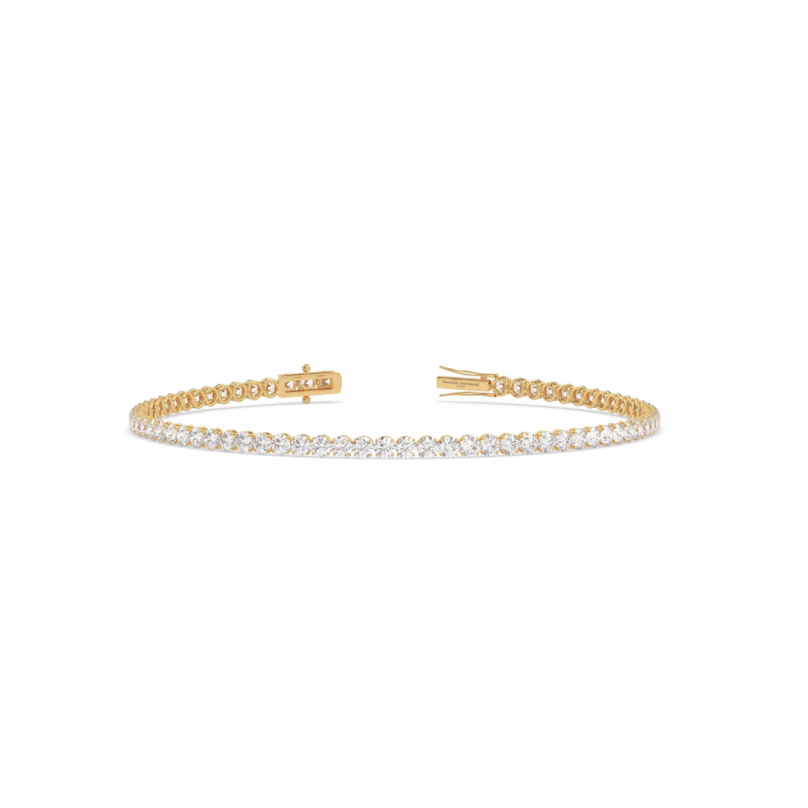 18k yellow gold 4.0 carat round cut diamond tennis bracelet