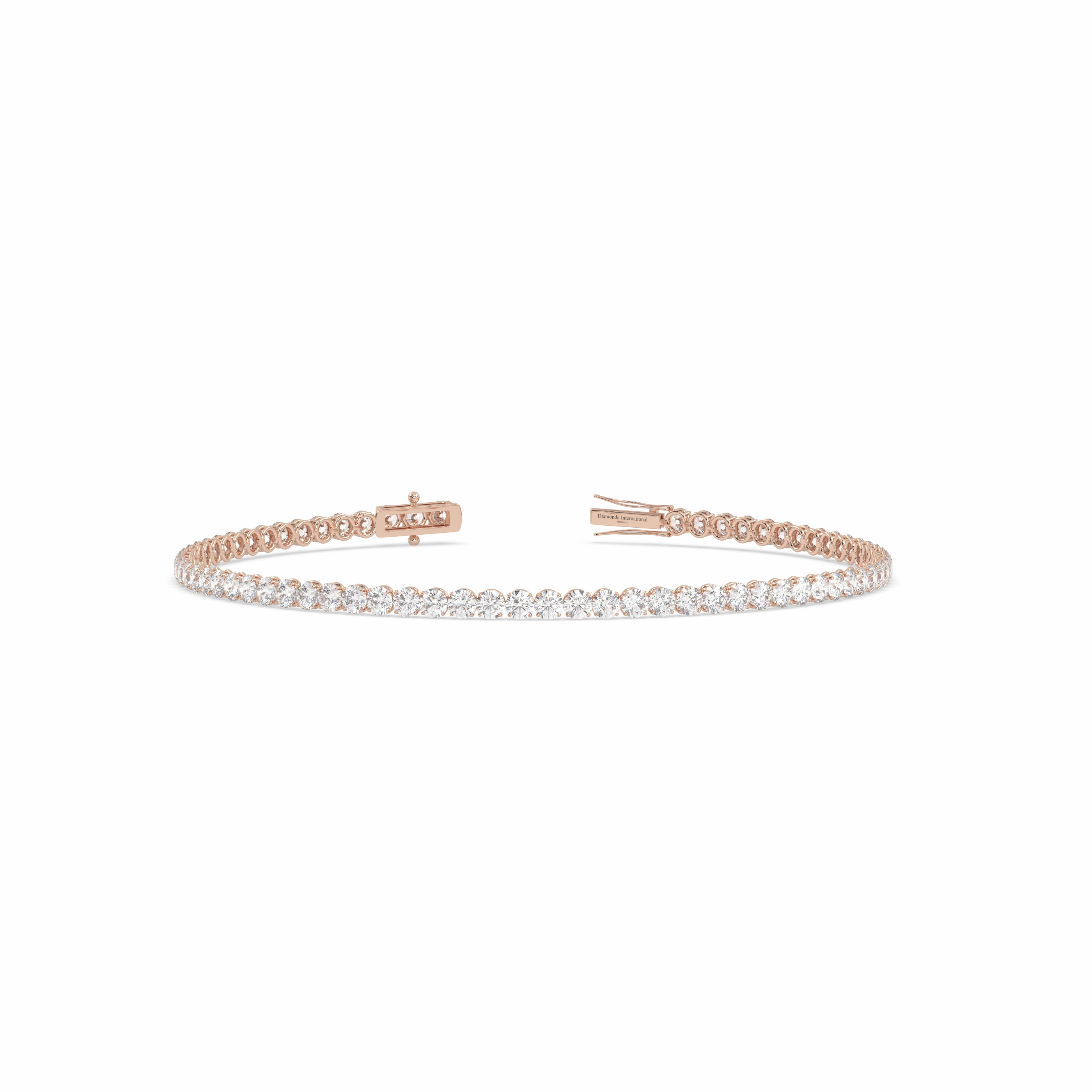 18k rose gold 4.0 carat round cut diamond tennis bracelet