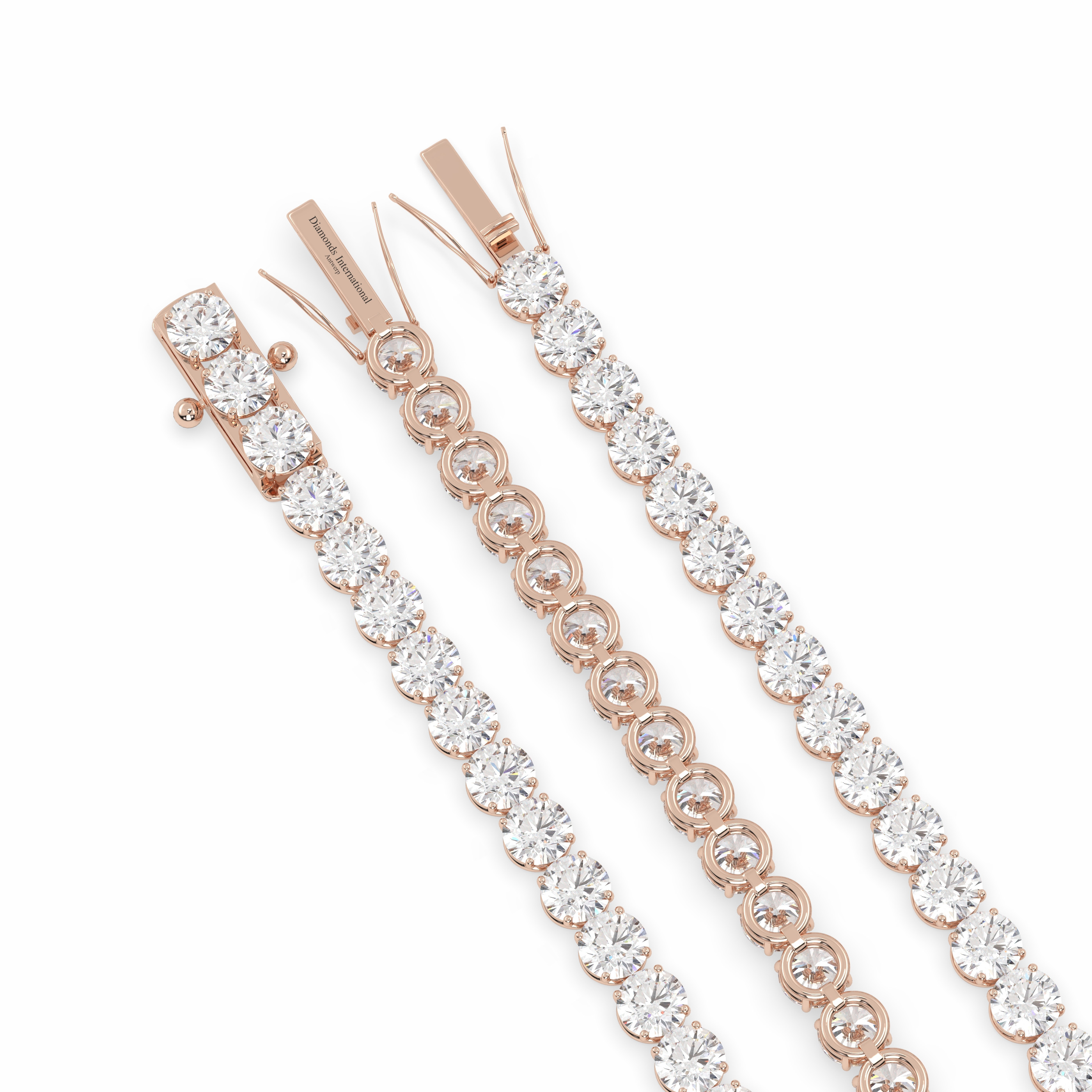 18k rose gold 4.0 carat round cut diamond tennis bracelet