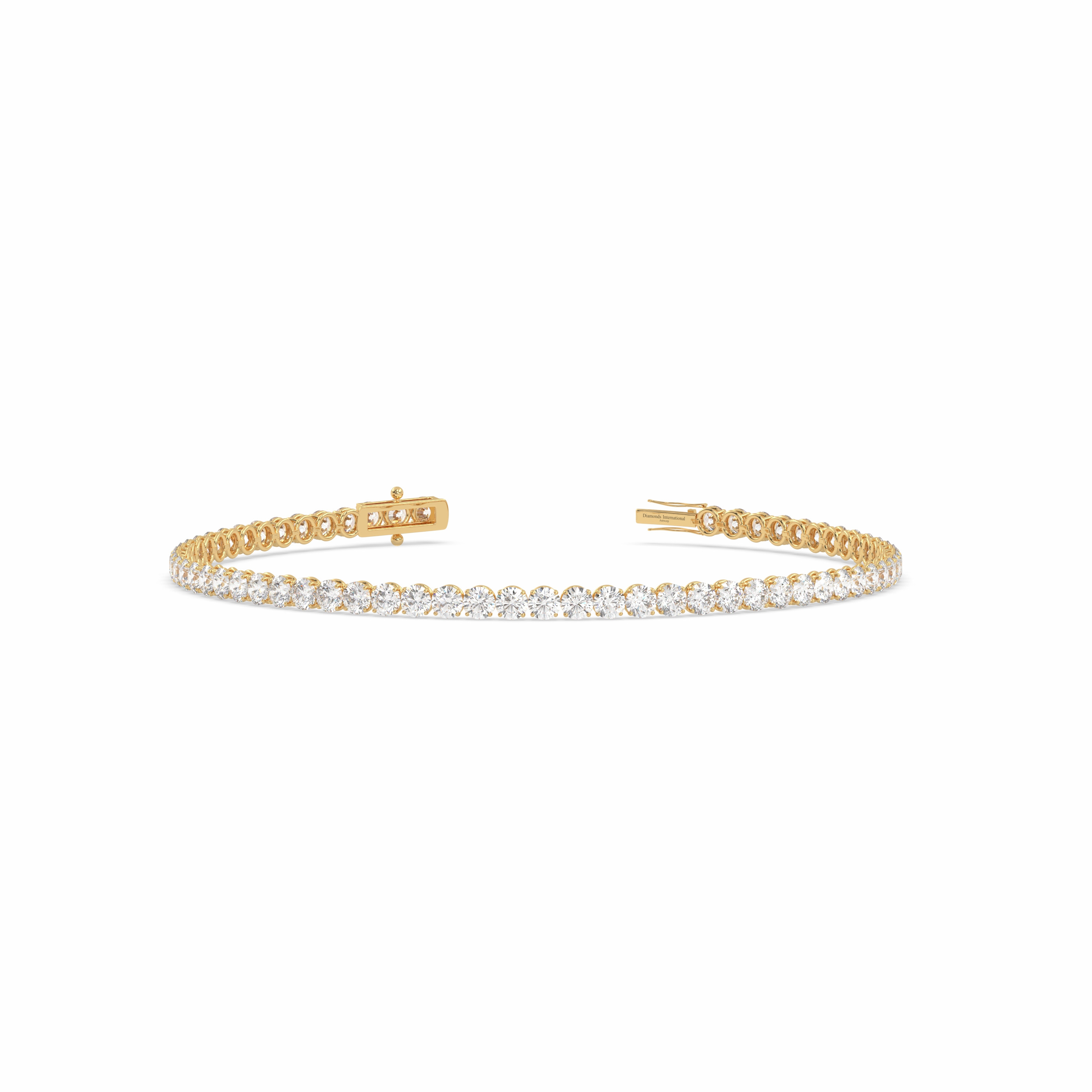 18k yellow gold 5.0 carat round cut diamond tennis bracelet