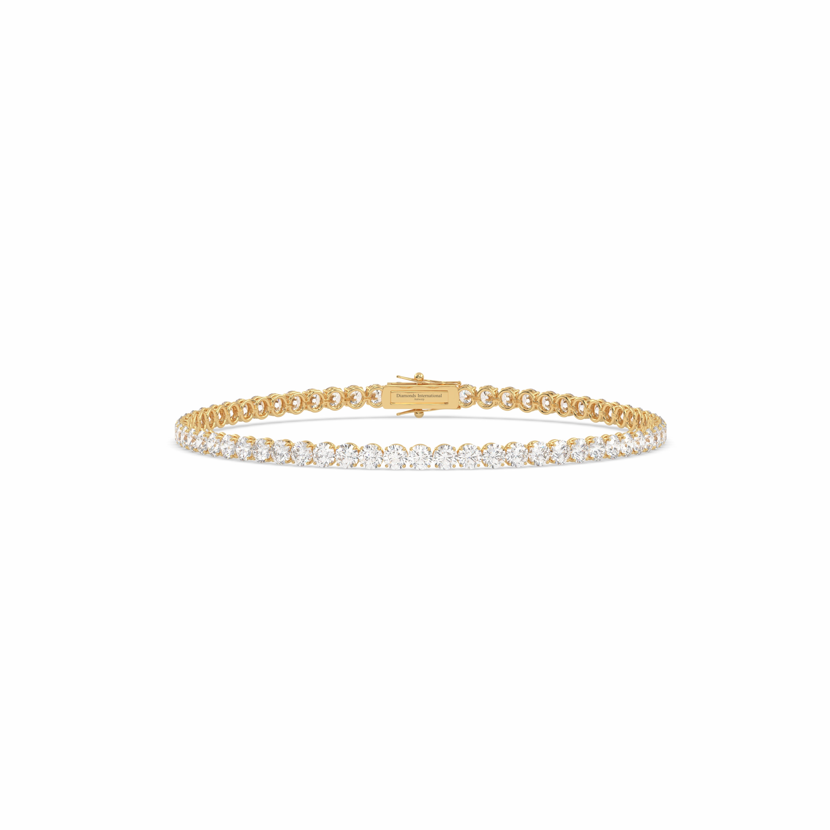 18k yellow gold 2.0 carat  round cut diamond tennis bracelet Photos & images