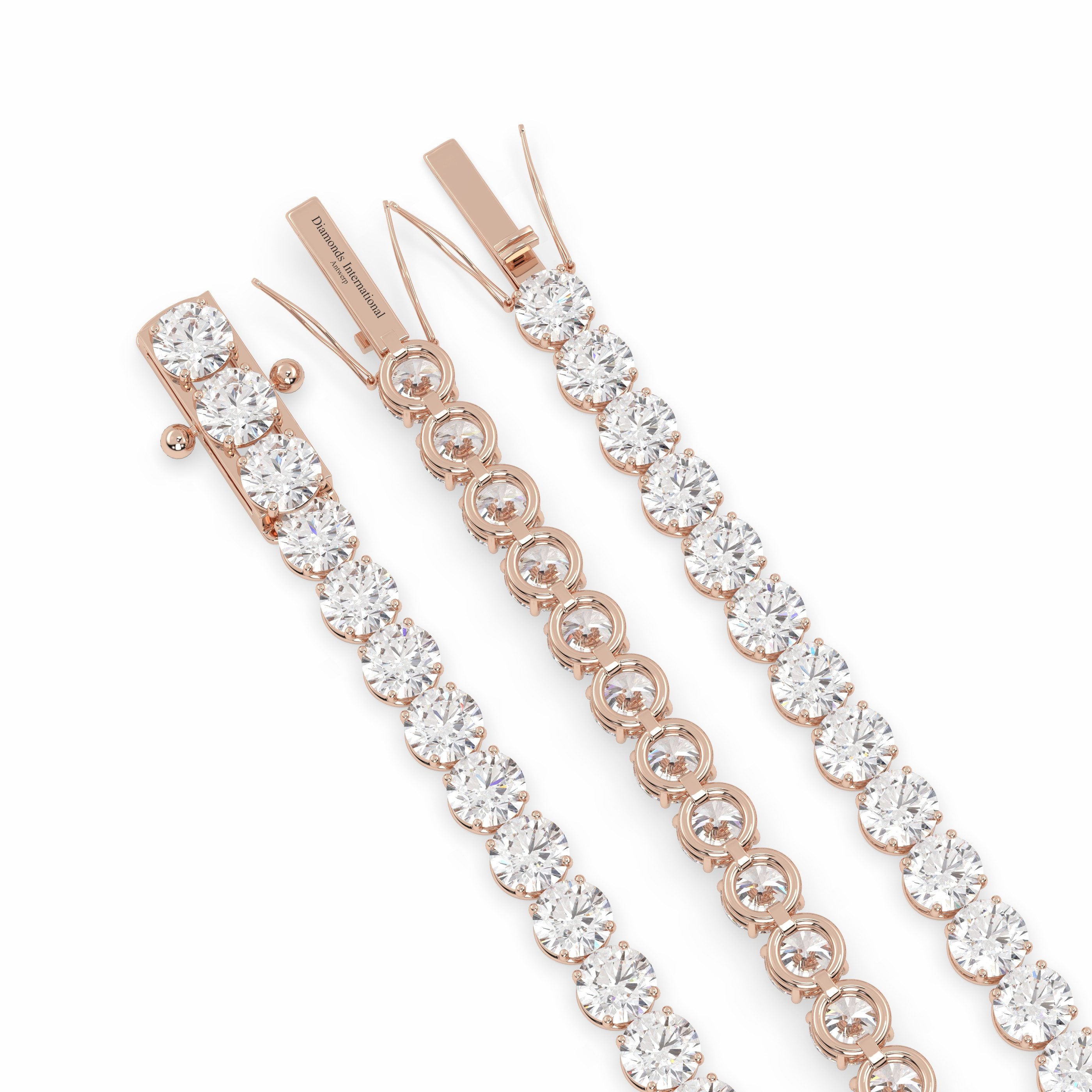 18k rose gold 5.0 carat round cut diamond tennis bracelet