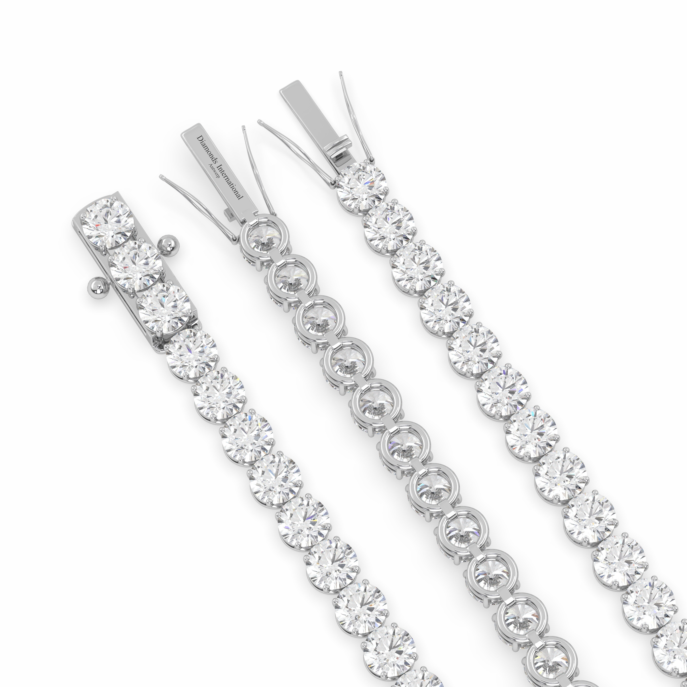 18k white gold 6.0 carat round cut diamond tennis bracelet