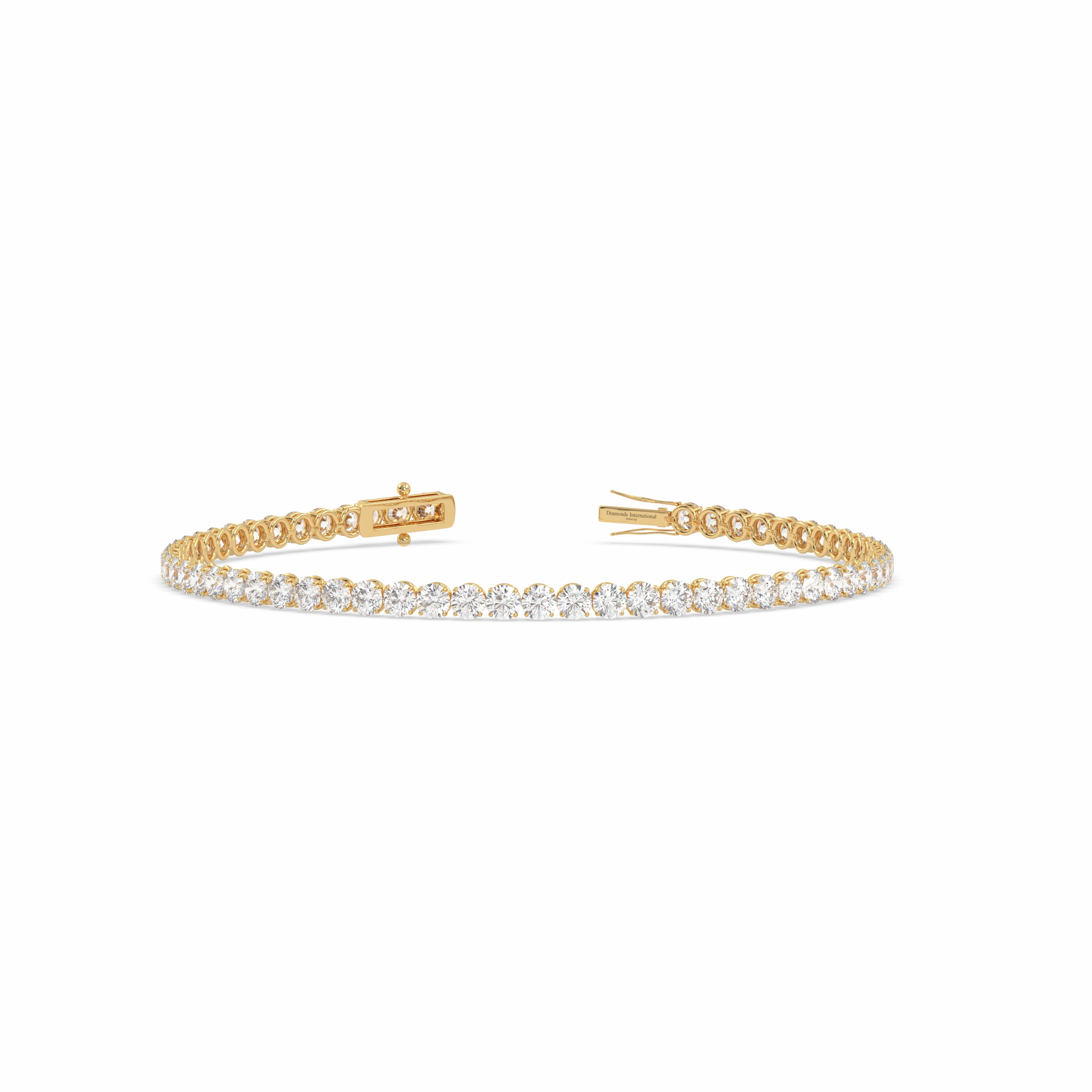 18k yellow gold 6.0 carat round cut diamond tennis bracelet