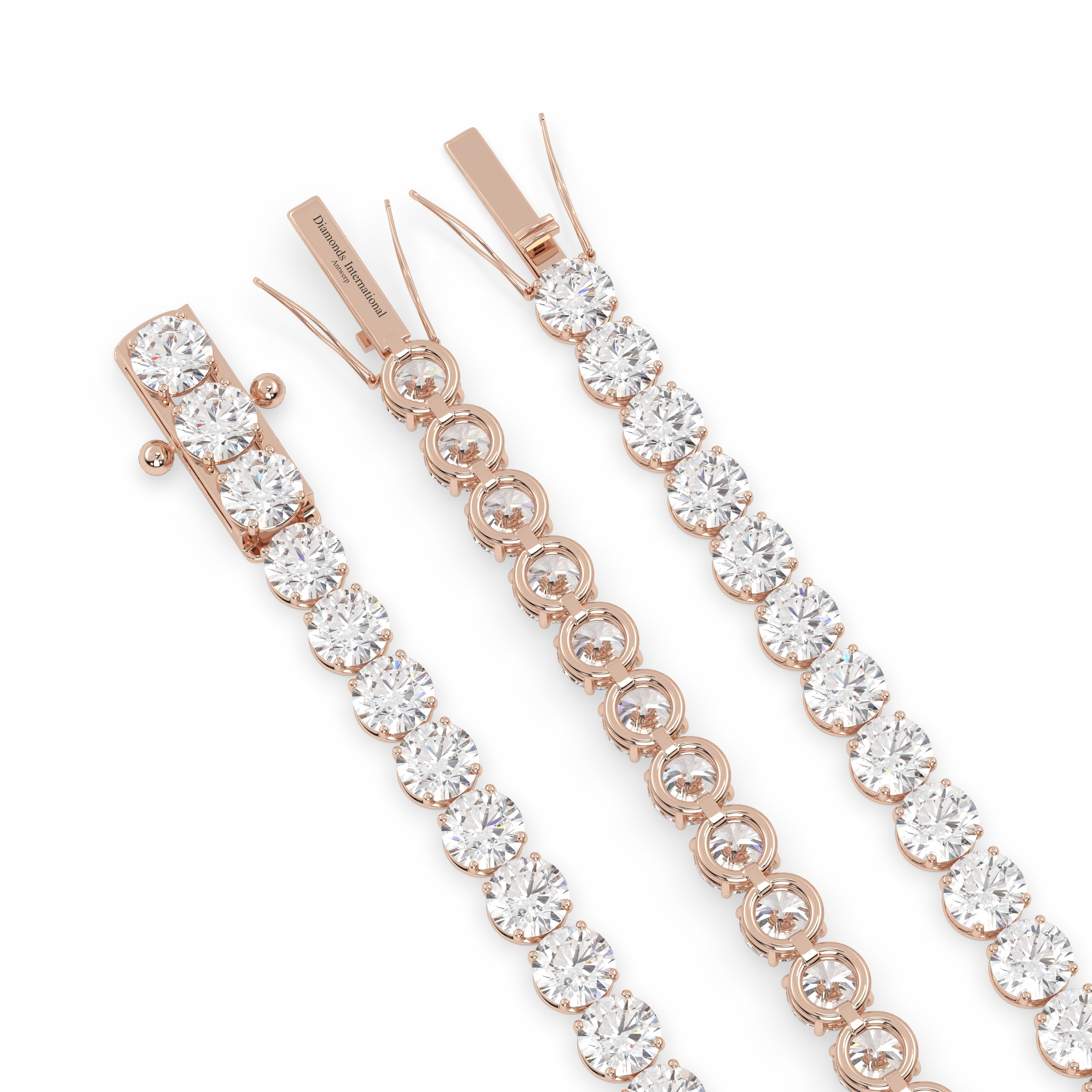 18k rose gold 6.0 carat round cut diamond tennis bracelet