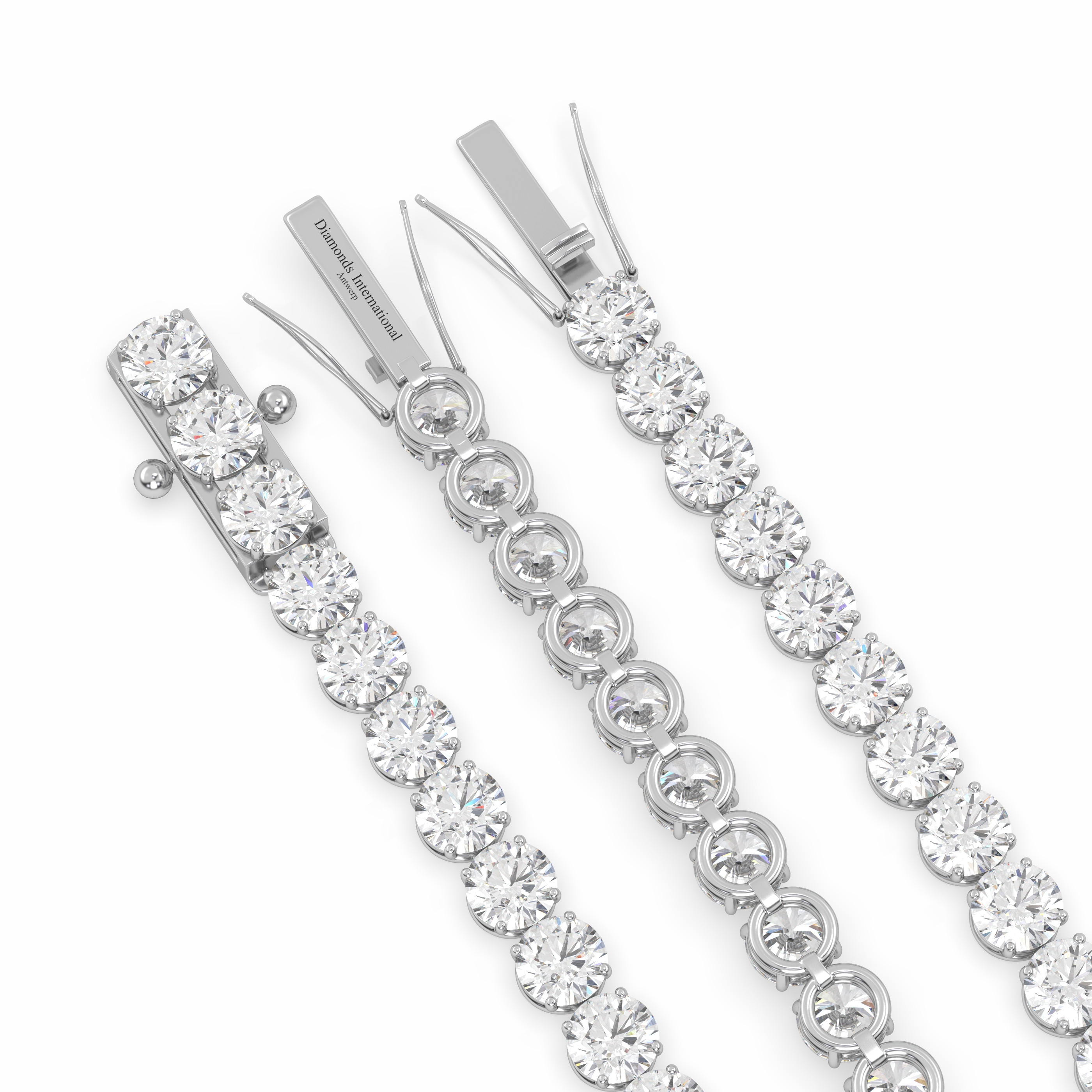 18k white gold 7.0 carat round cut diamond tennis bracelet