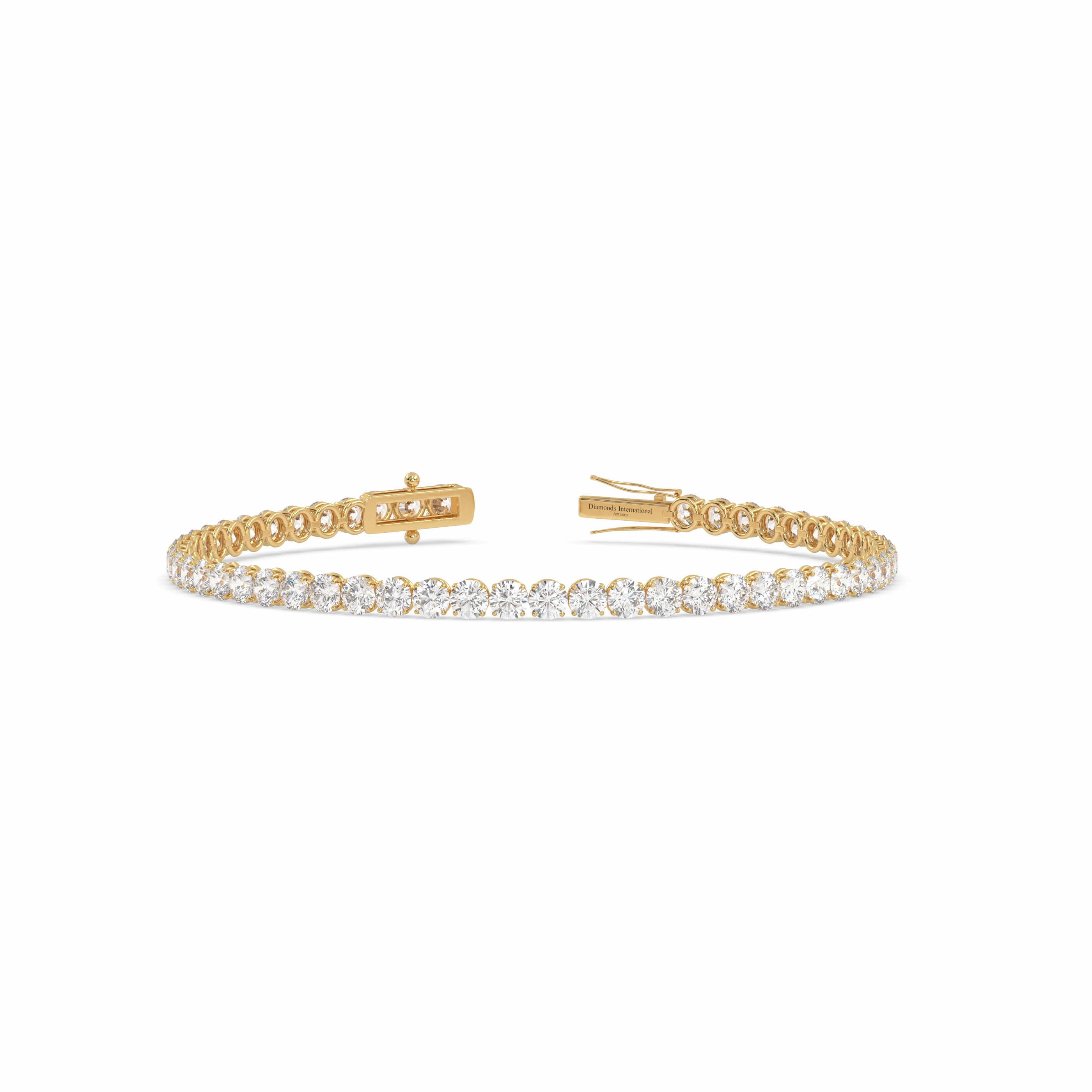 18k yellow gold 7.0 carat round cut diamond tennis bracelet