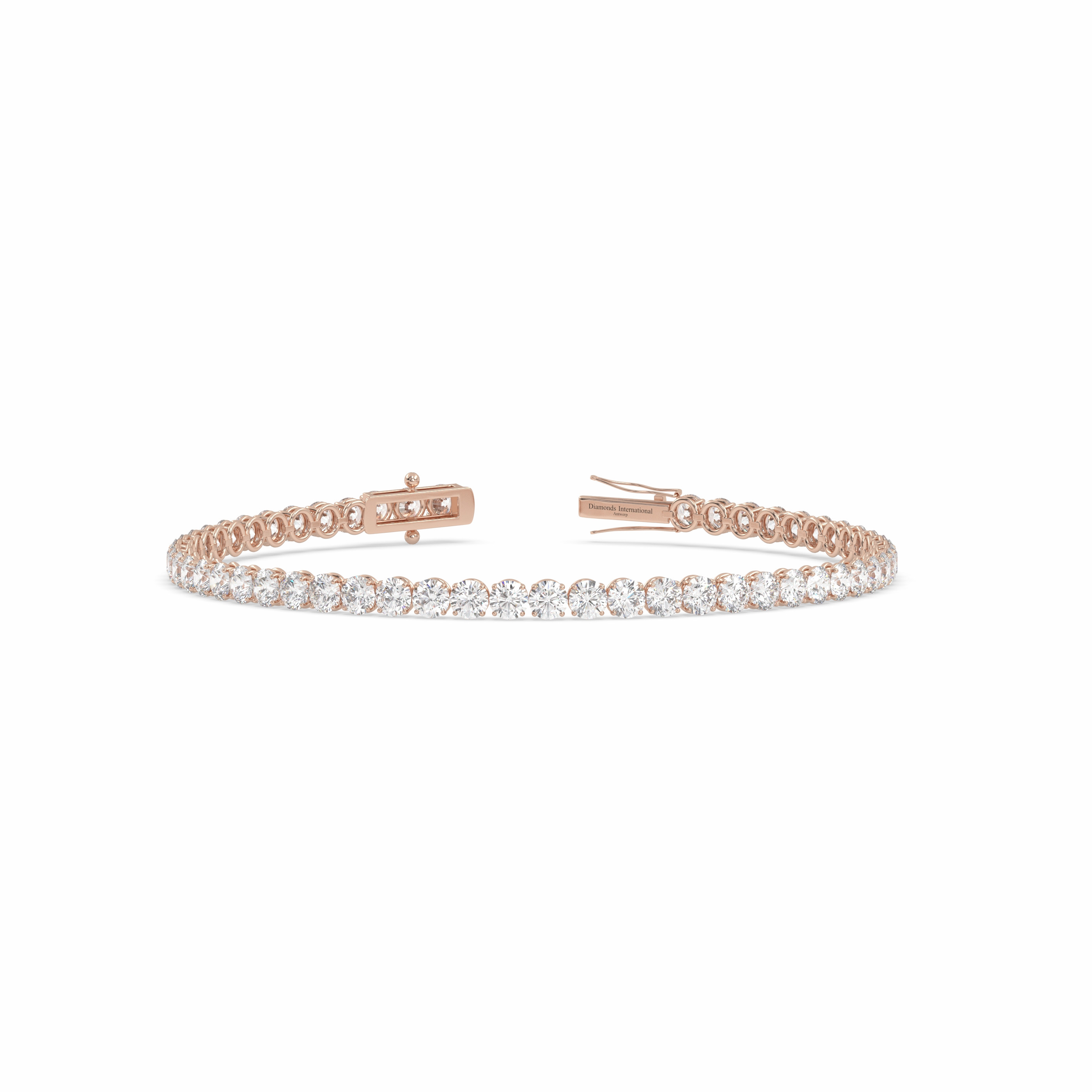 18k rose gold 7.0 carat round cut diamond tennis bracelet