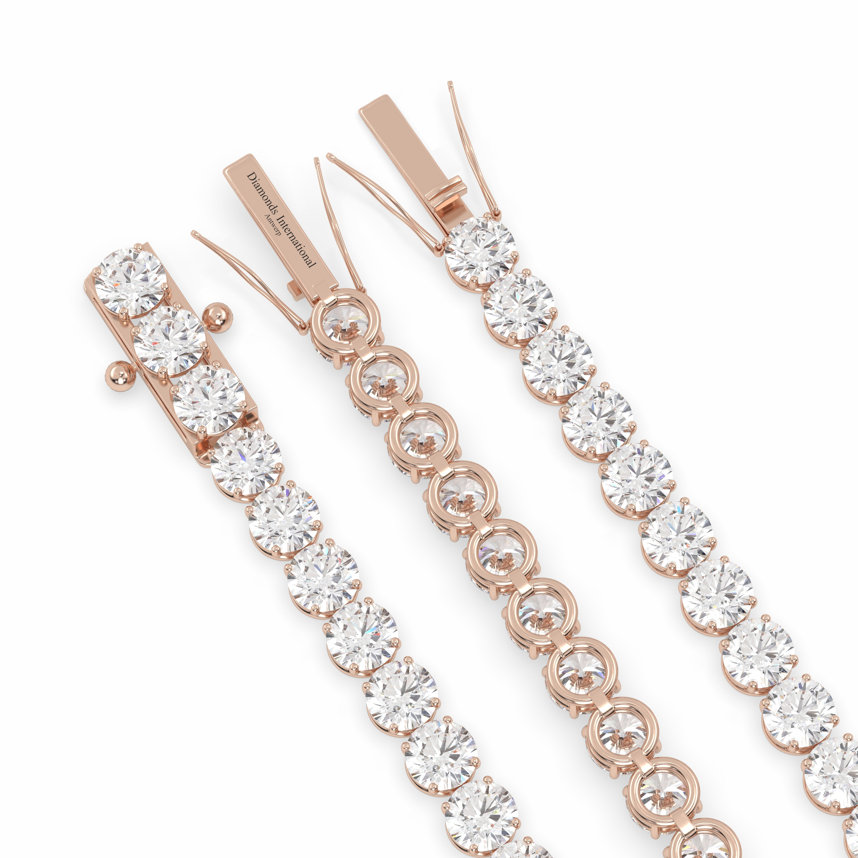 18k rose gold 7.0 carat round cut diamond tennis bracelet