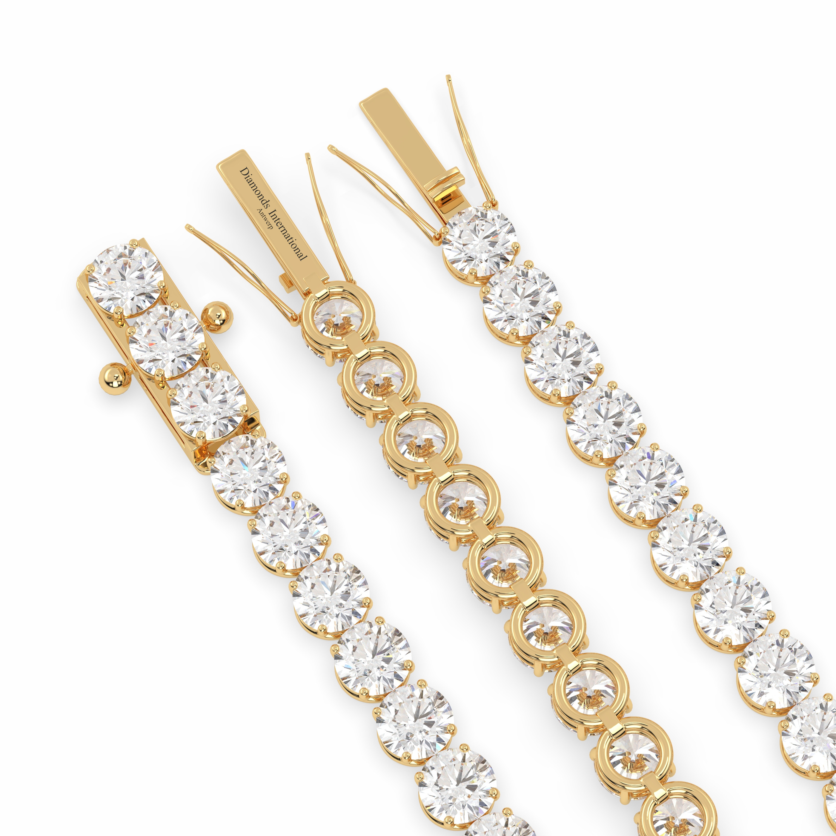 18k yellow gold 8.0 carat round cut diamond tennis bracelet