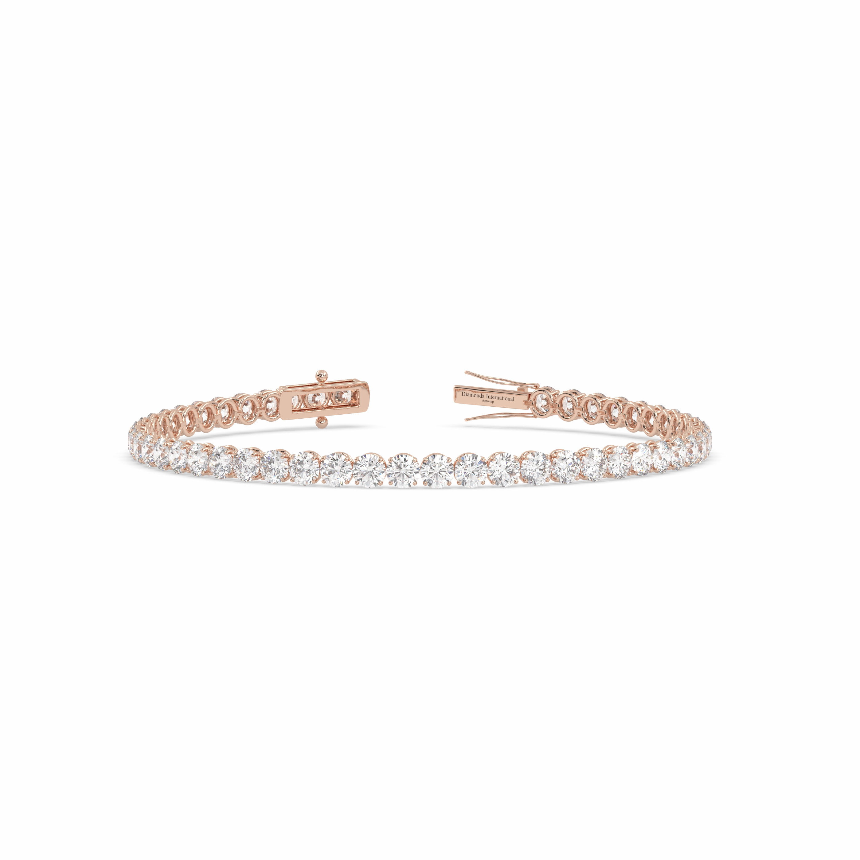 18k rose gold 8.0 carat round cut diamond tennis bracelet