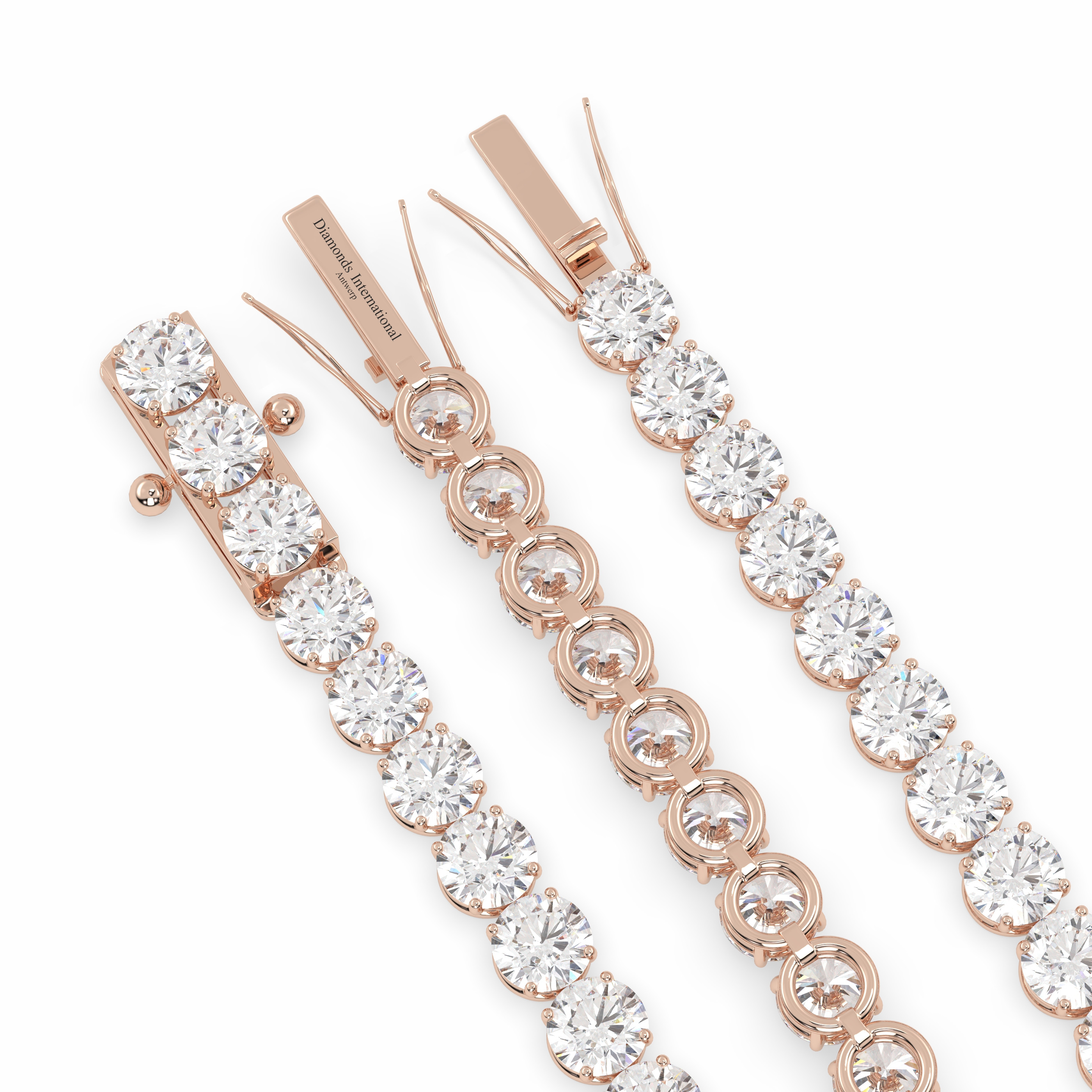 18k rose gold 8.0 carat round cut diamond tennis bracelet