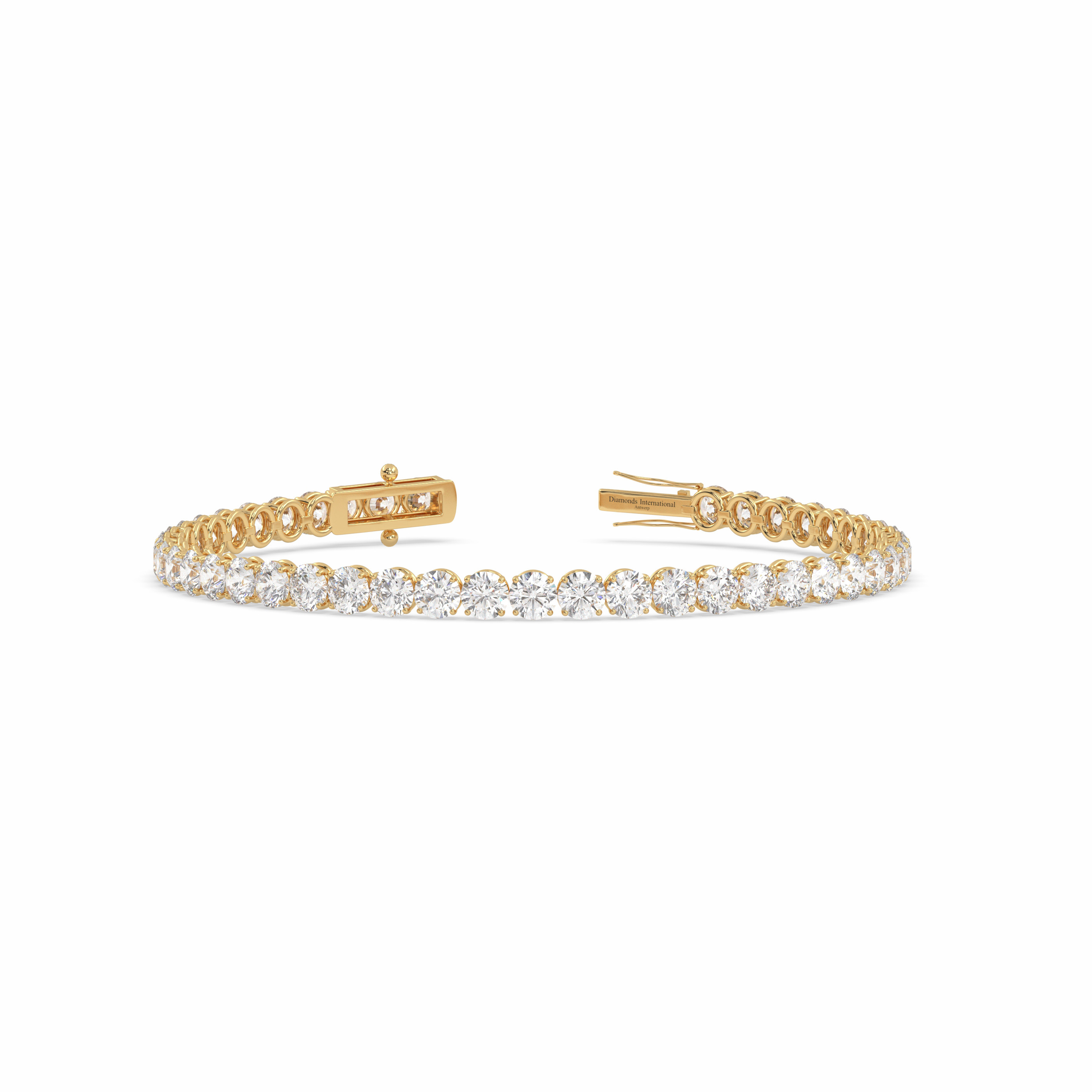 18k yellow gold 10 carat round cut diamond tennis bracelet