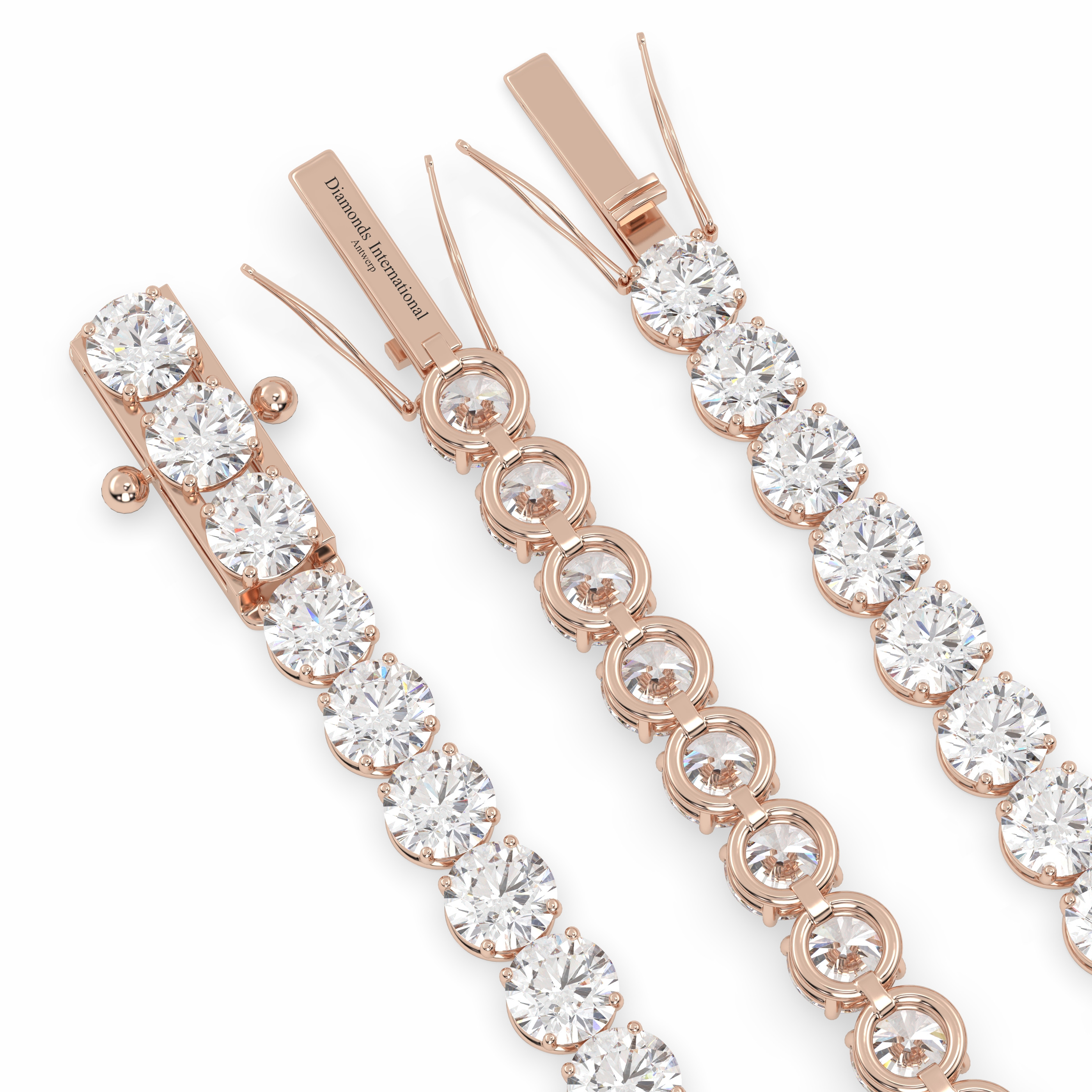 18k rose gold 10 carat round cut diamond tennis bracelet