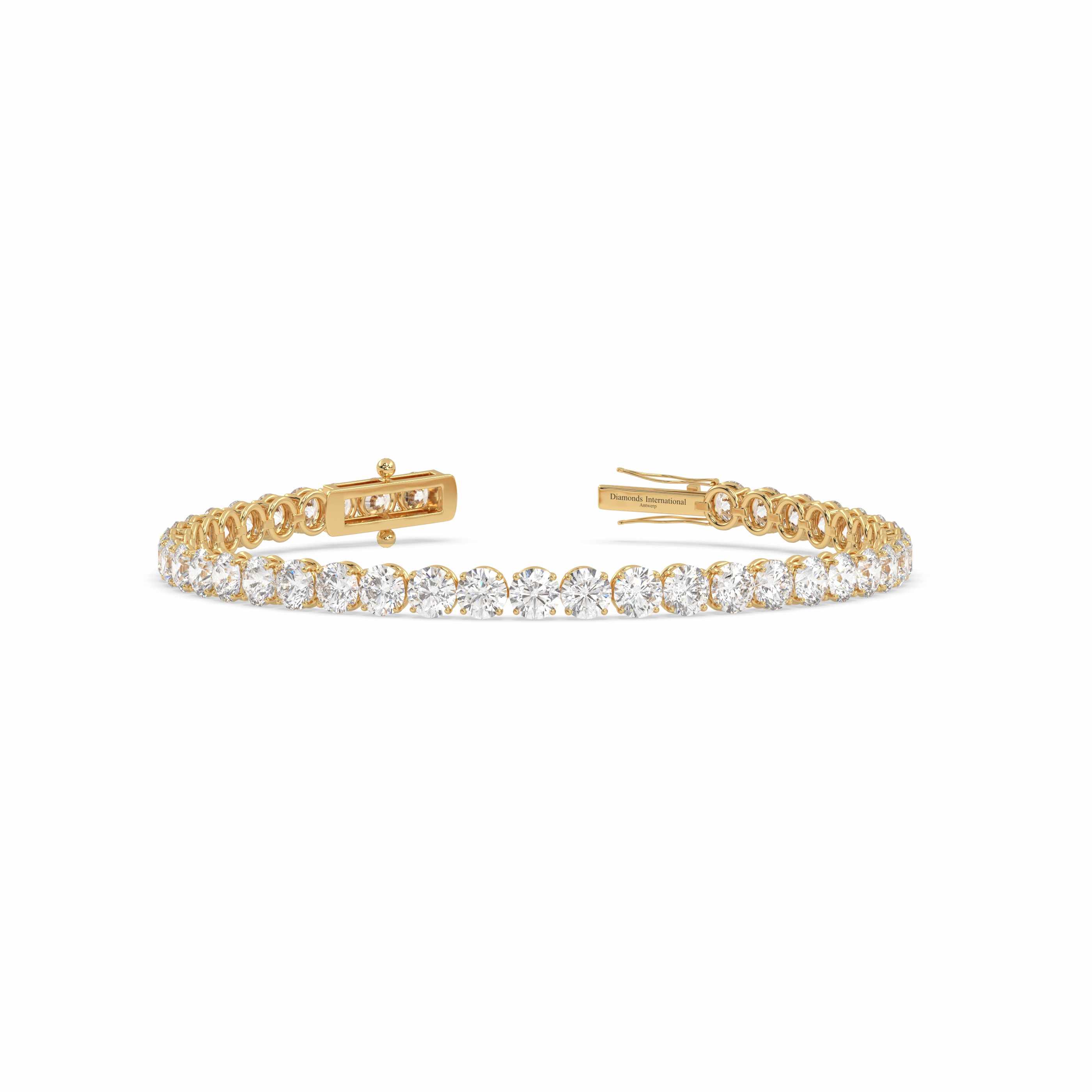 18k yellow gold 12 carat round cut diamond tennis bracelet