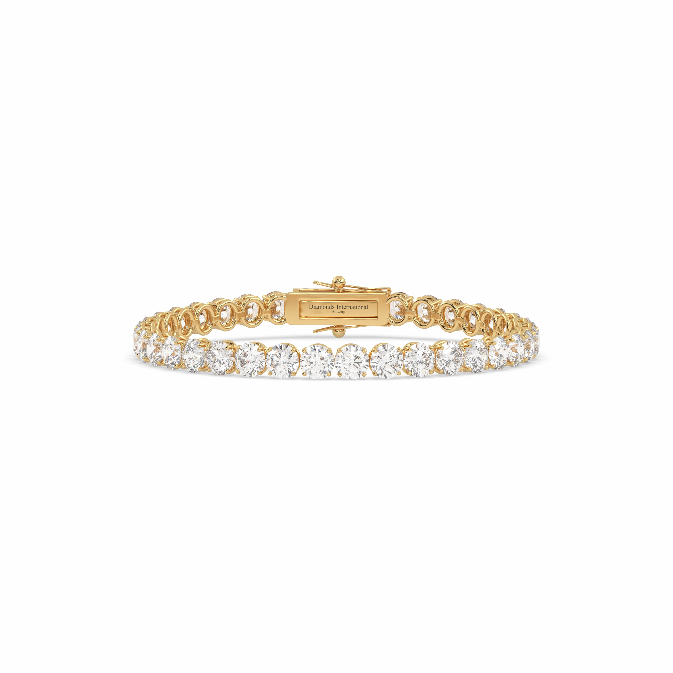 18k yellow gold 2.0 carat  round cut diamond tennis bracelet Photos & images