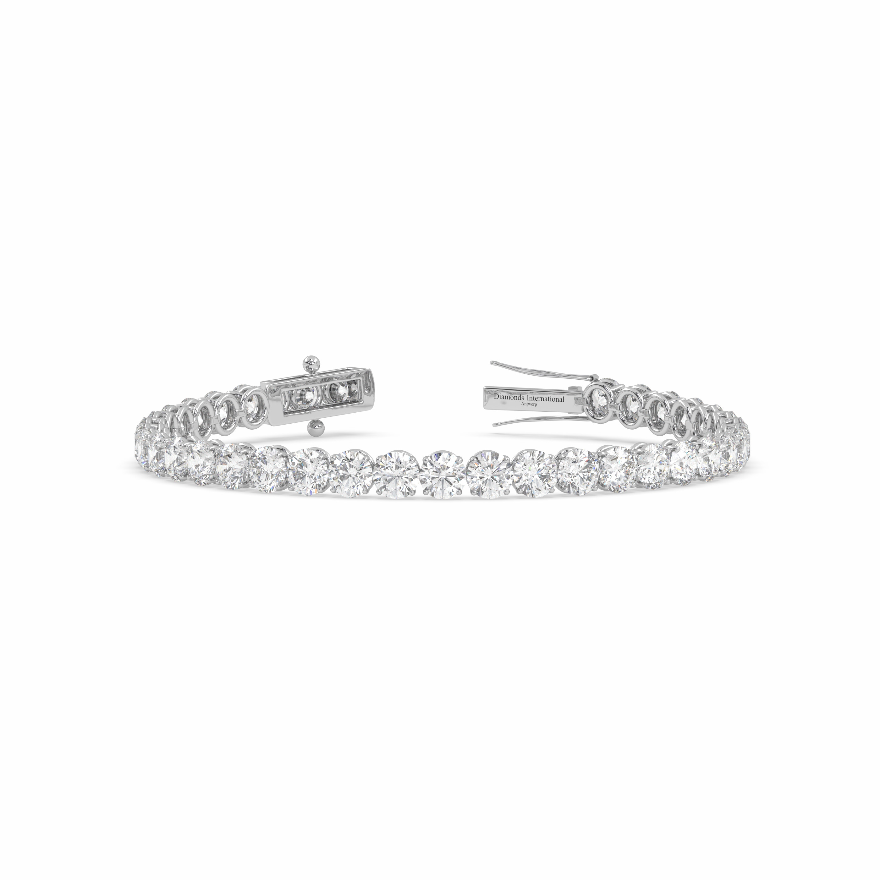 18k white gold 20 carat round cut diamond tennis bracelet