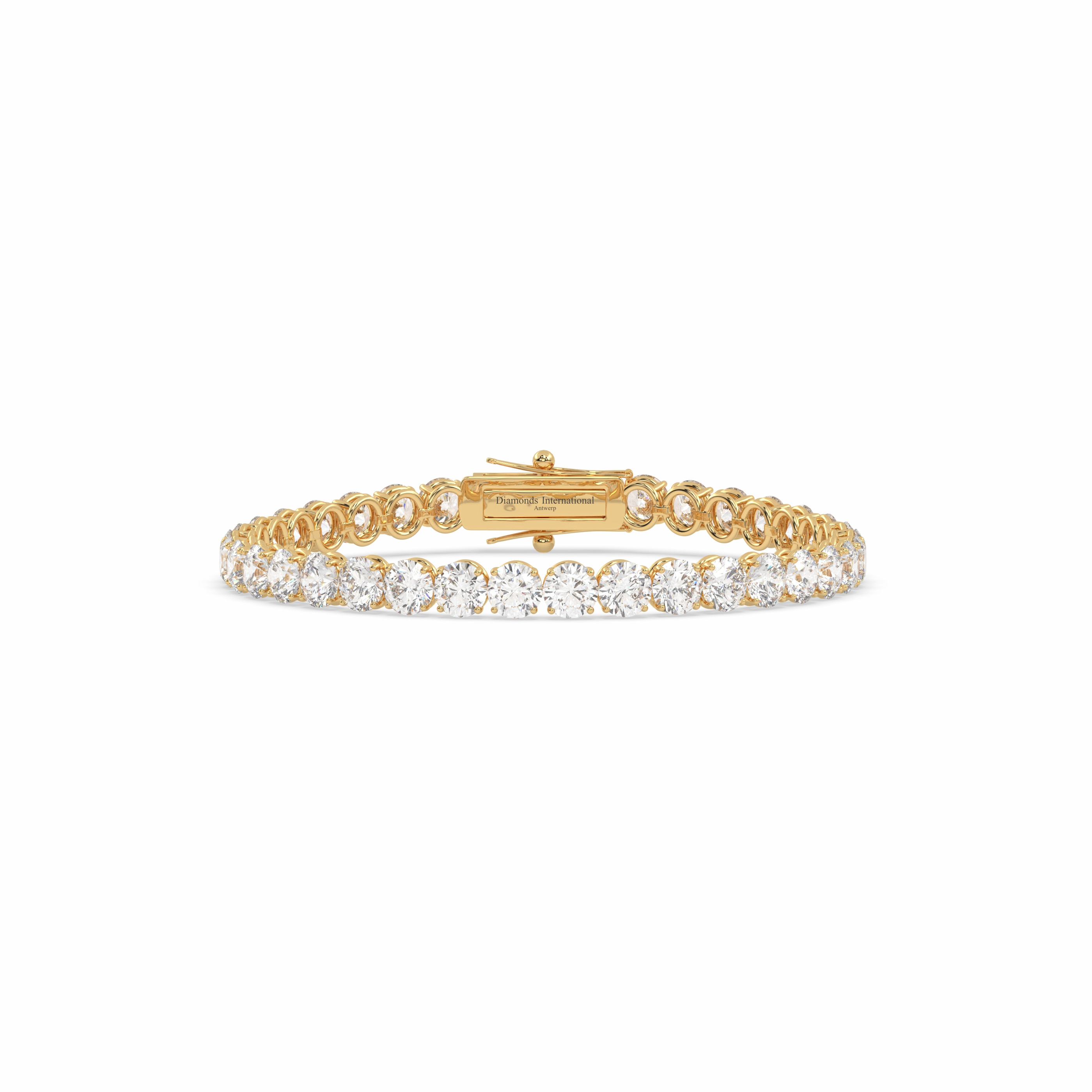 18k yellow gold 2.0 carat  round cut diamond tennis bracelet Photos & images