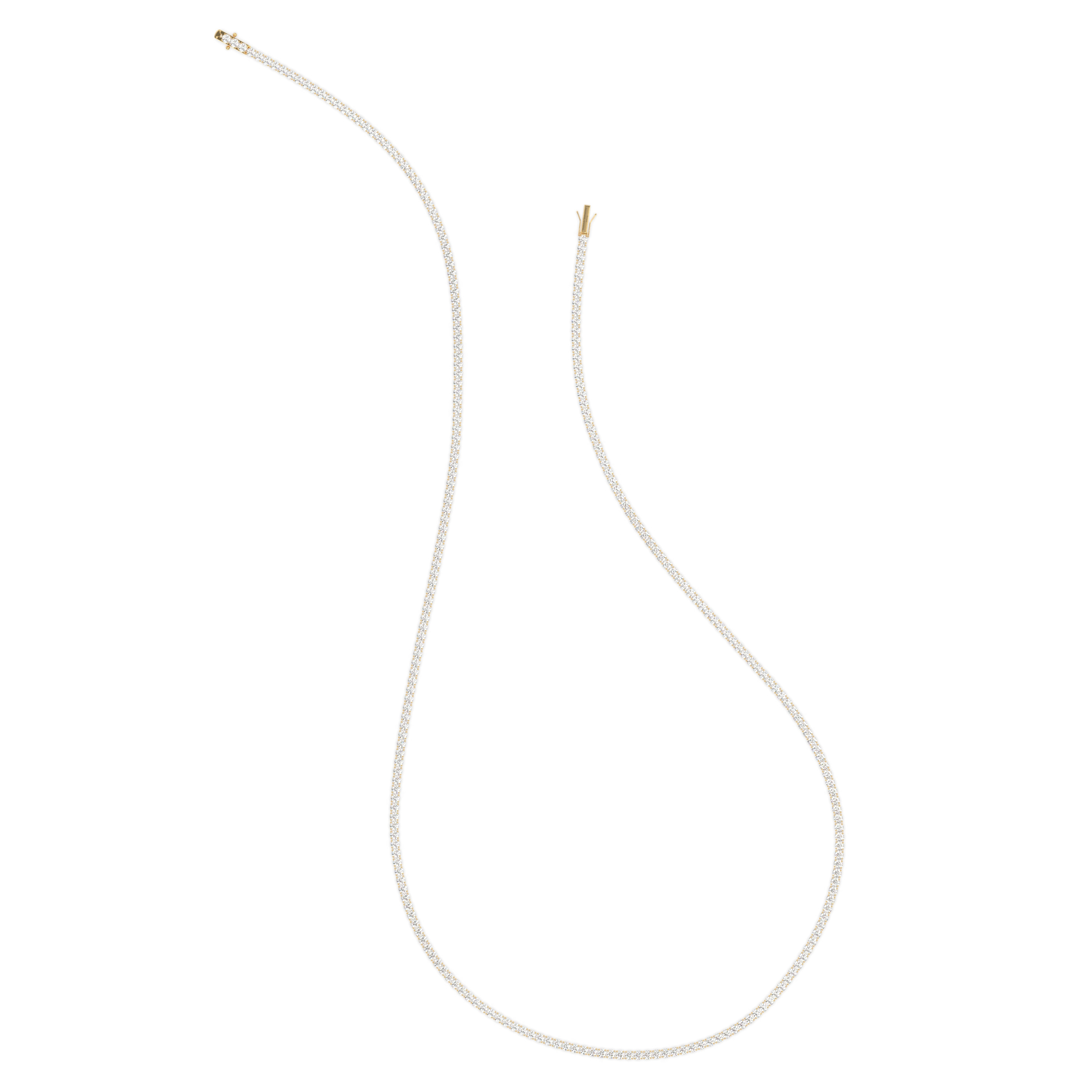 18k yellow gold  4.0 carat round diamond tennis minimalist necklace