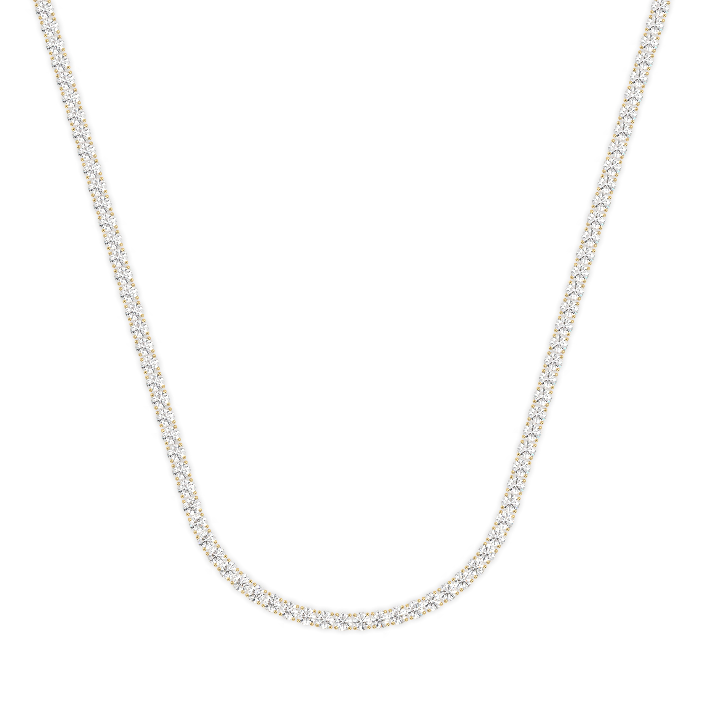 18k yellow gold  4.0 carat round diamond tennis minimalist necklace