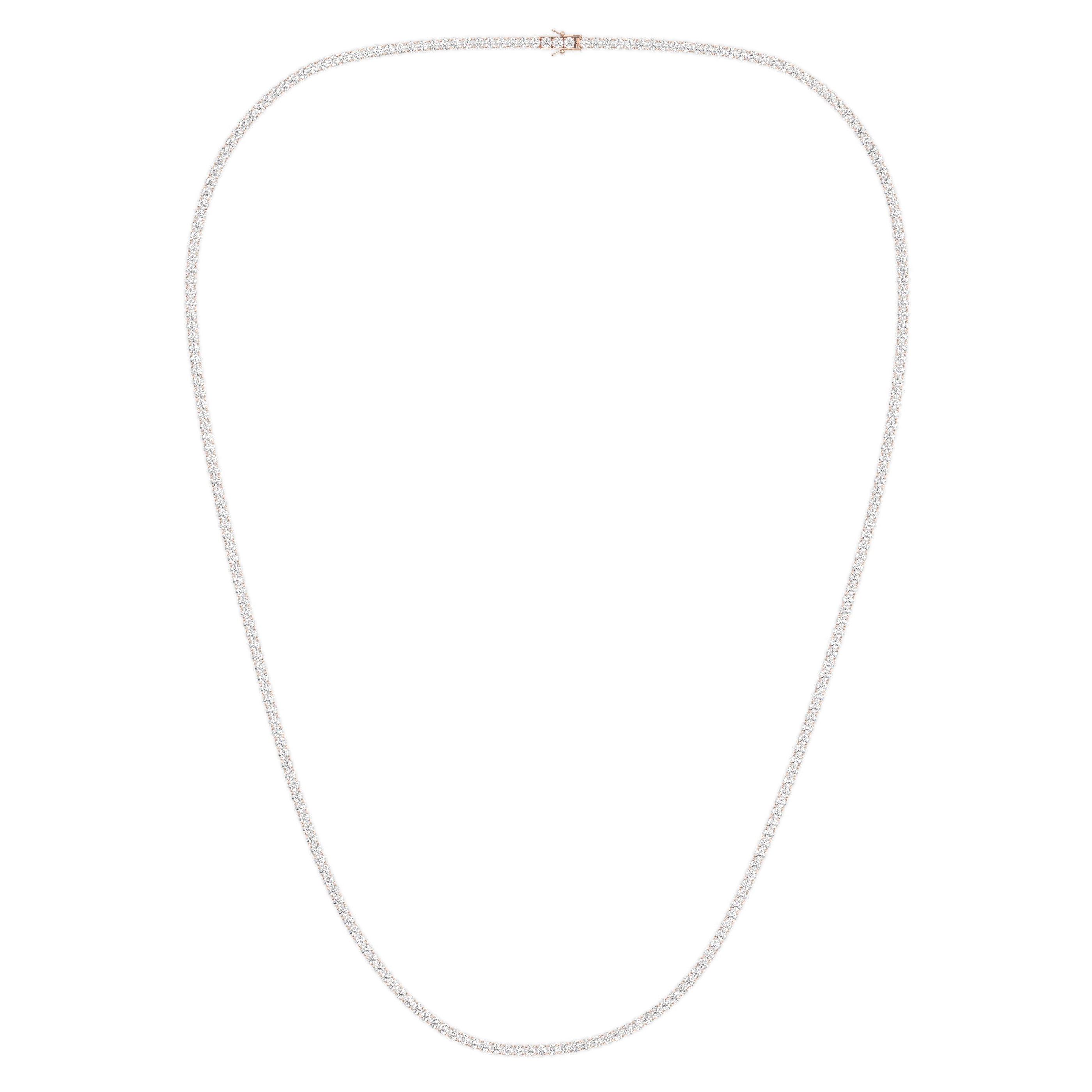 18k rose gold  4.0 carat round diamond tennis minimalist necklace