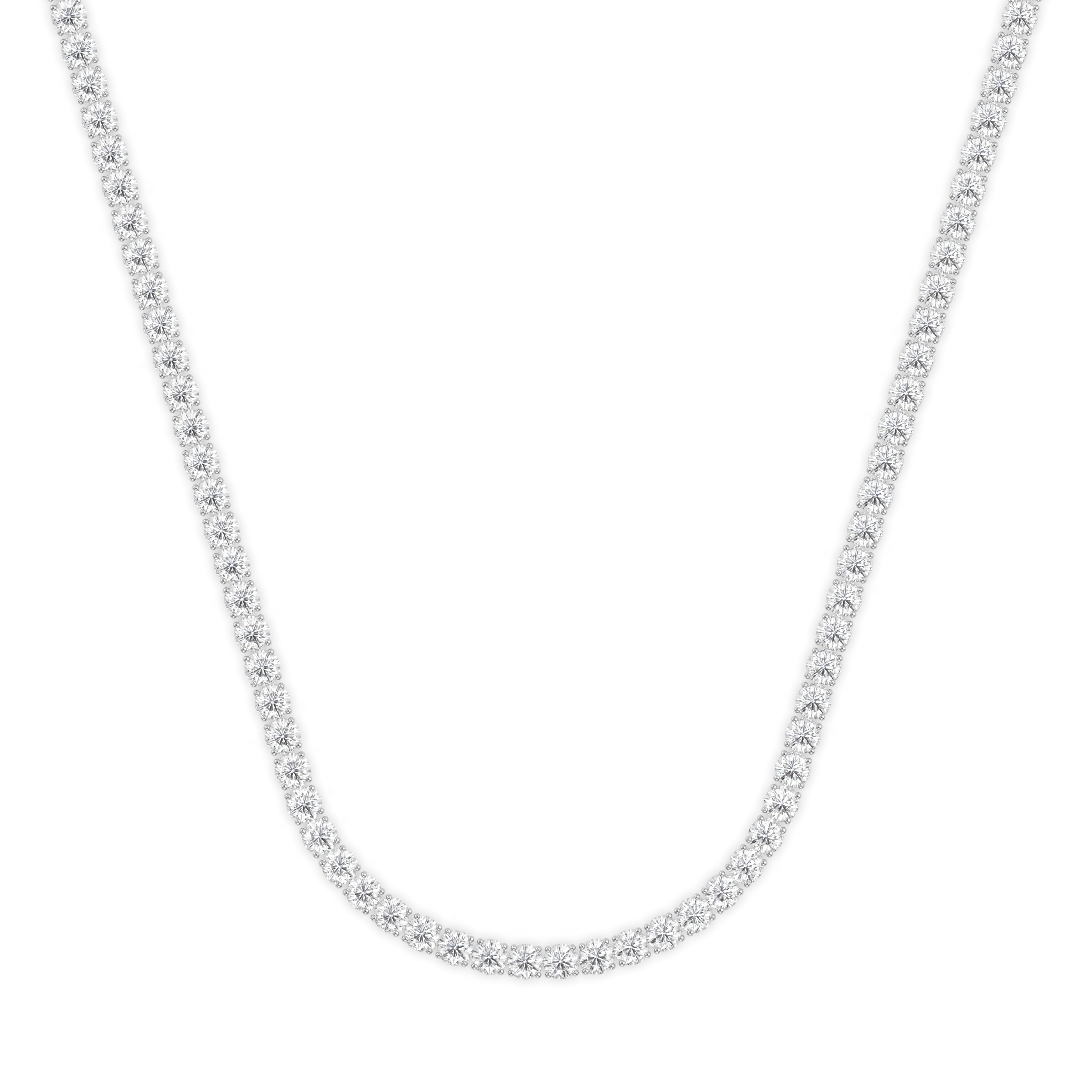 18k white gold  12 carat round diamond tennis minimalist necklace Photos & images