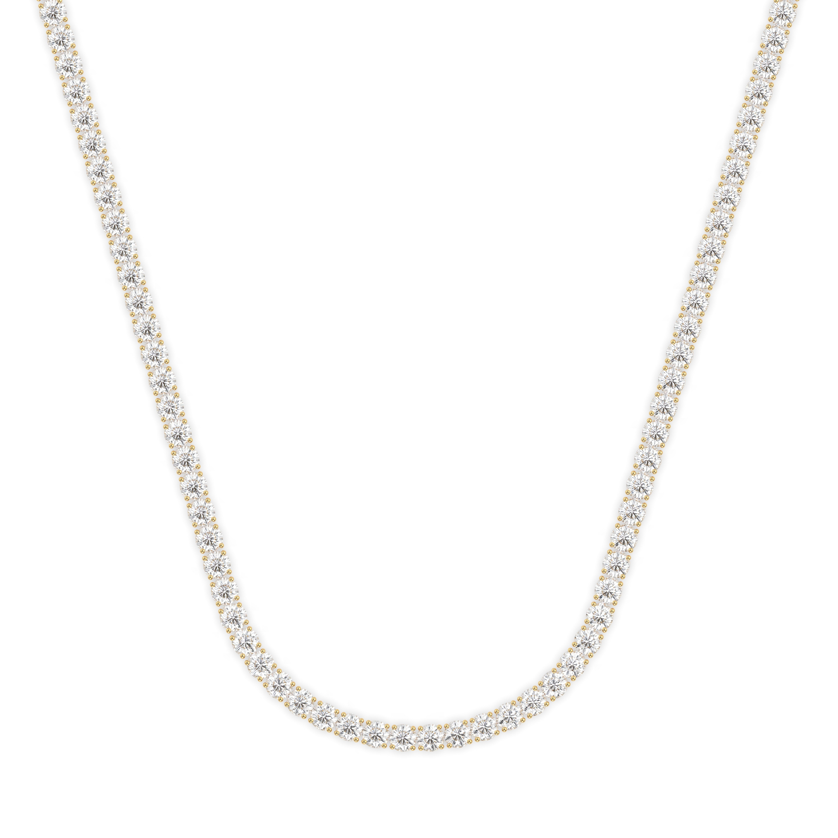 18k yellow gold  6.0 carat round diamond tennis minimalist necklace