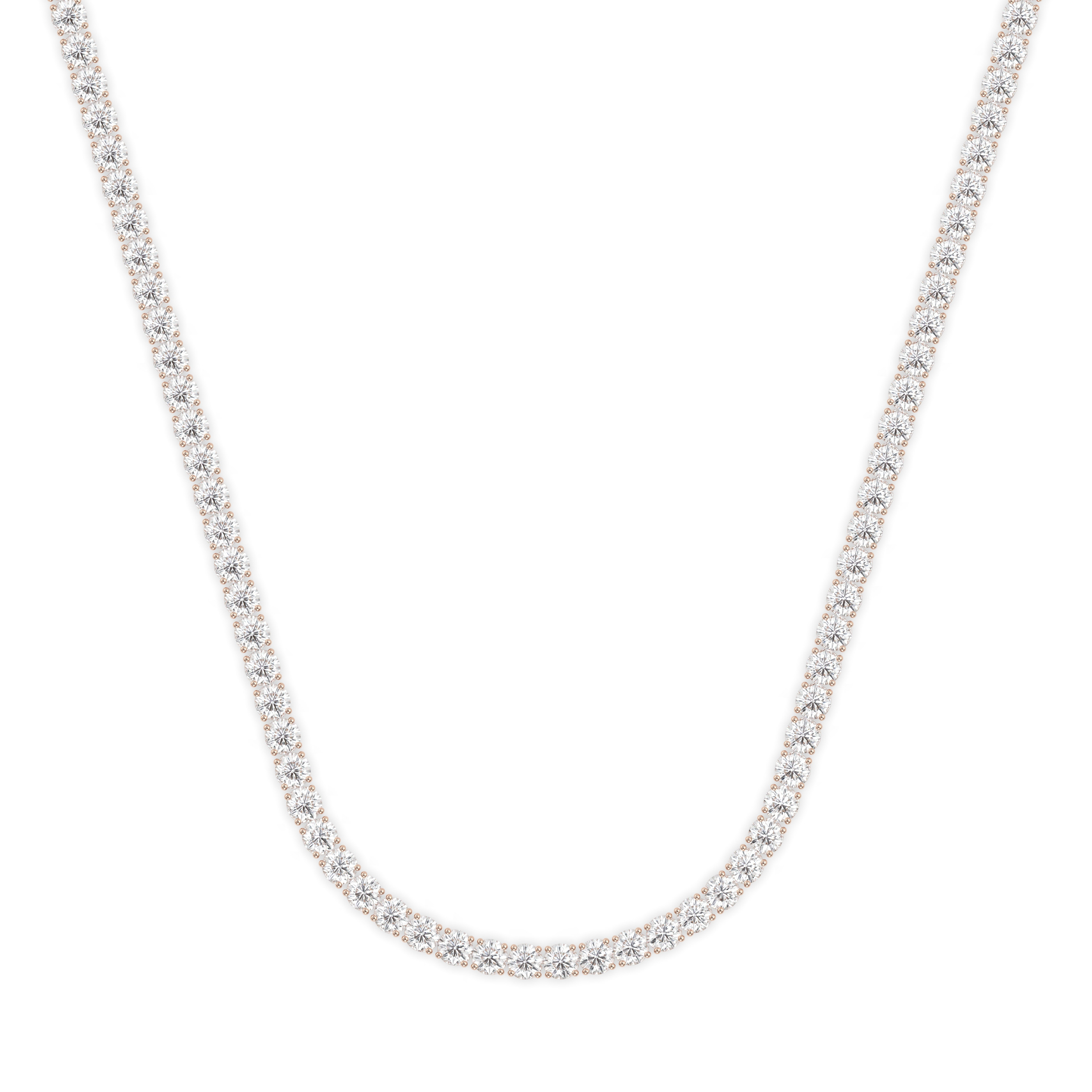 18k rose gold  6.0 carat round diamond tennis minimalist necklace