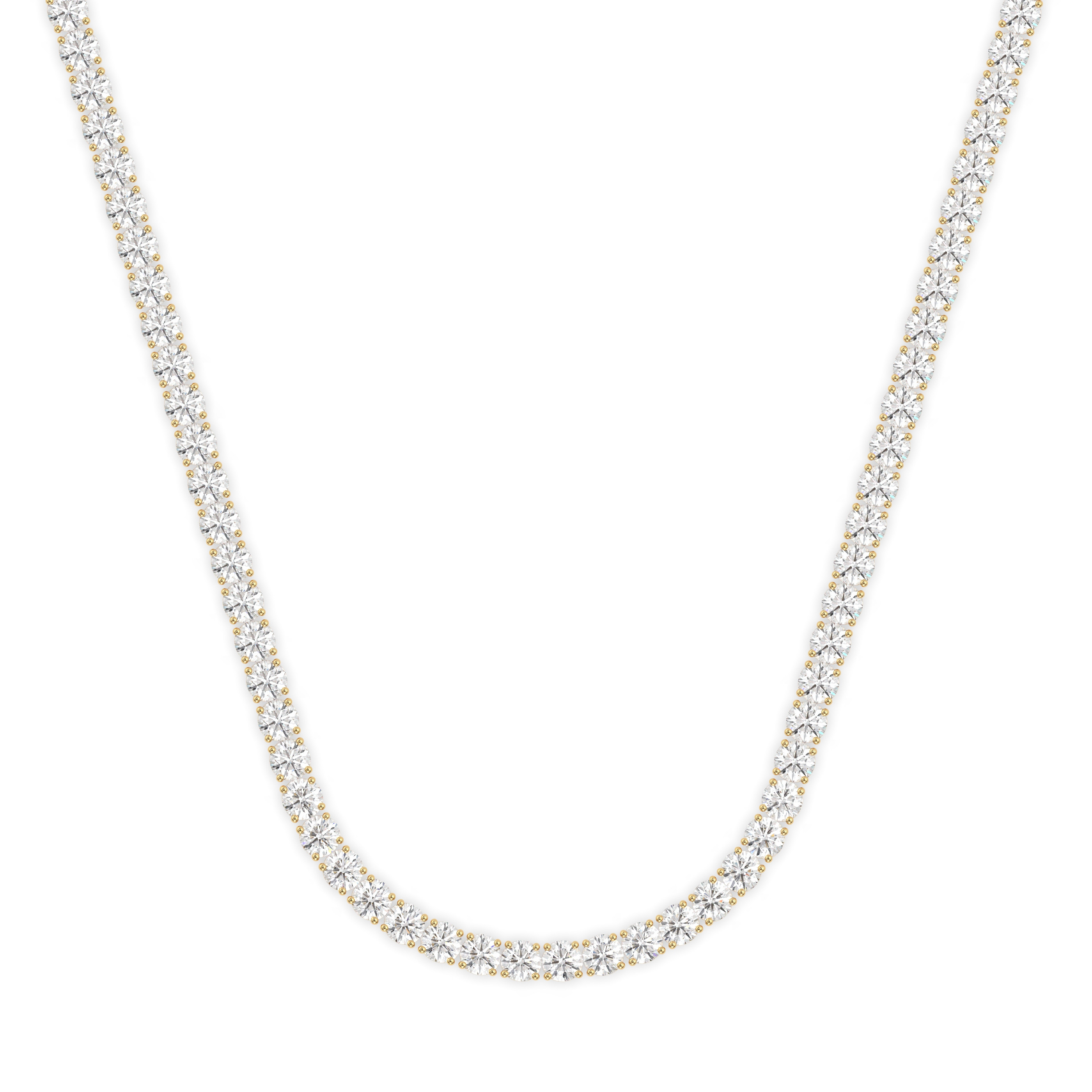 18k yellow gold 8.0 carat round diamond tennis minimalist necklace