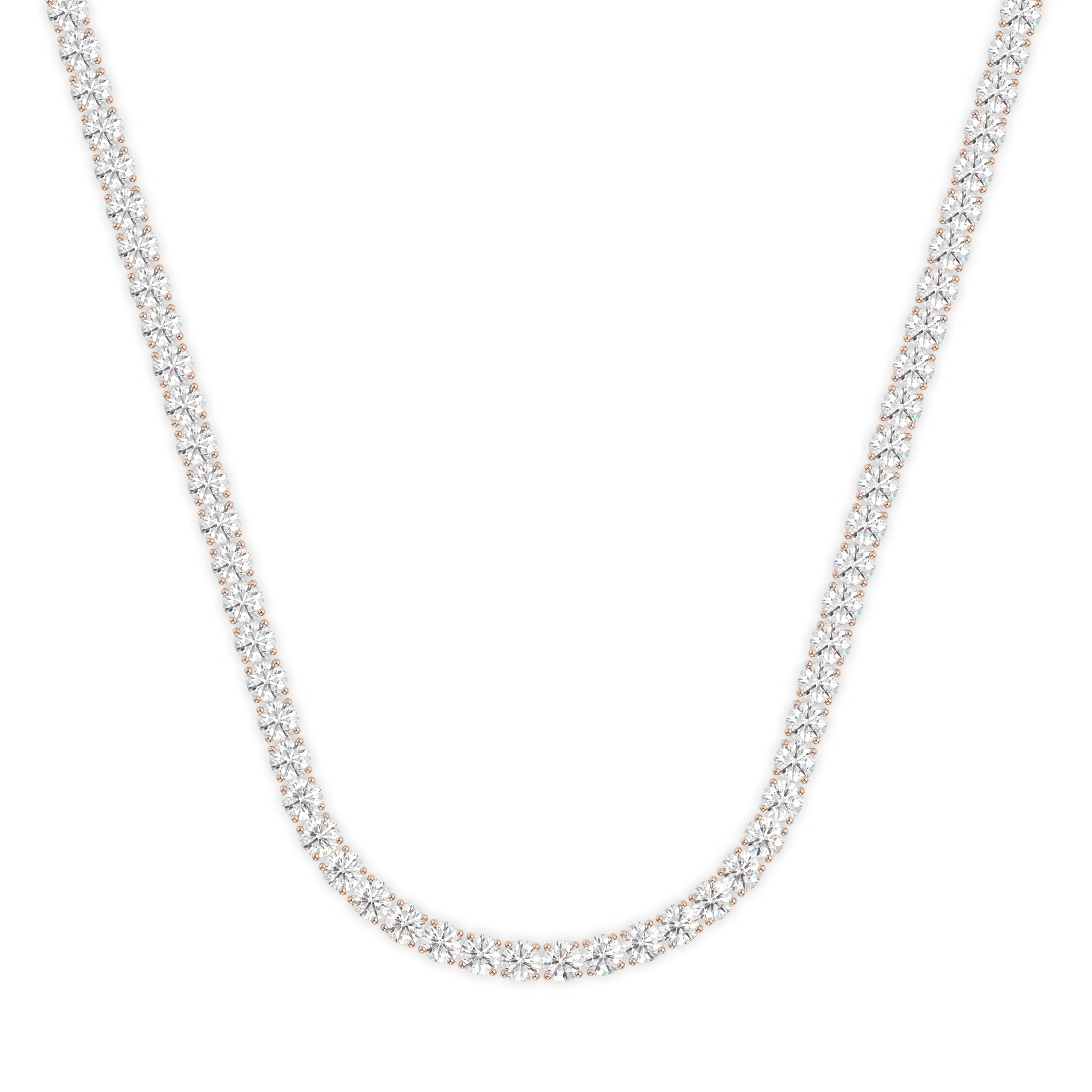 18k rose gold 8.0 carat round diamond tennis minimalist necklace