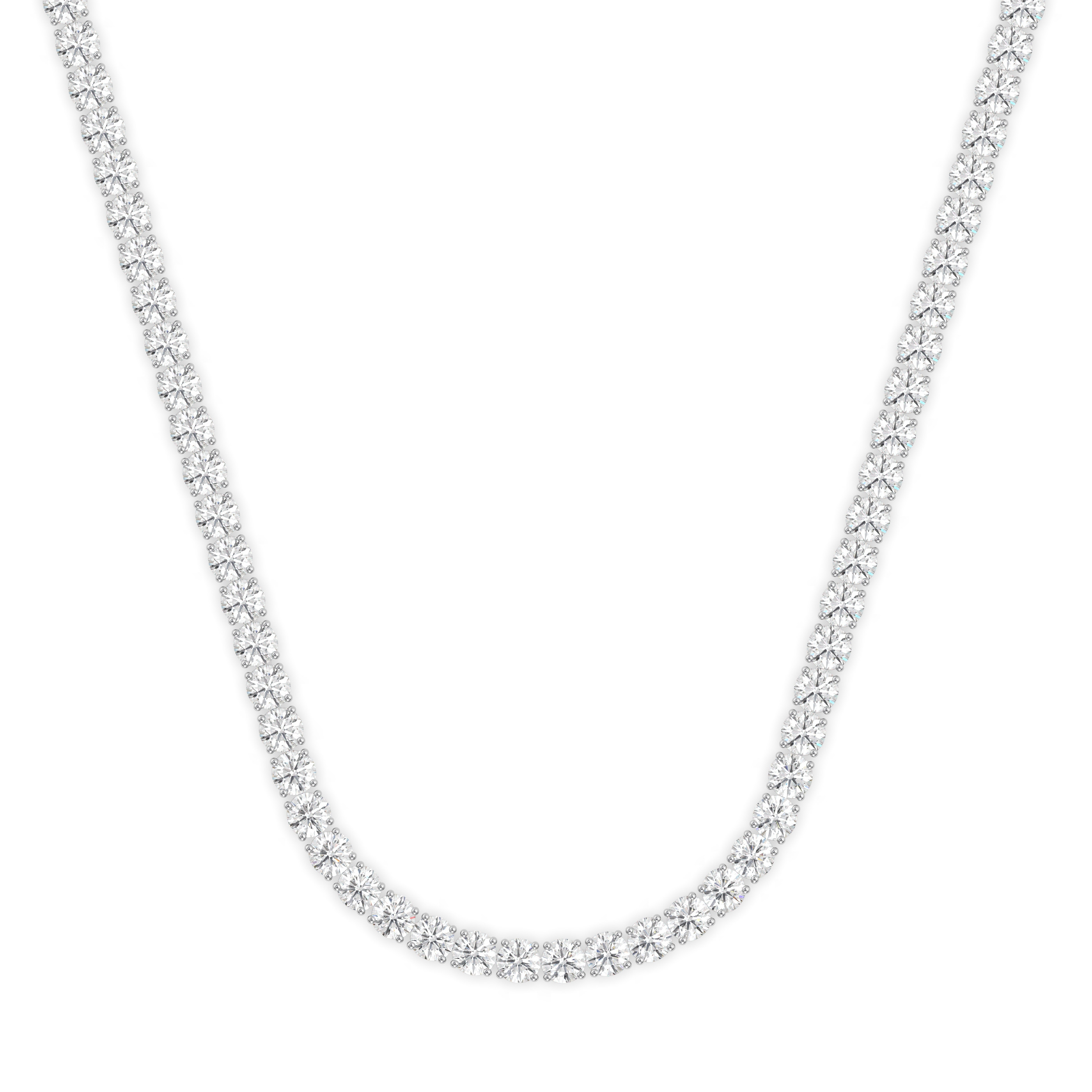 18k white gold  12 carat round diamond tennis minimalist necklace Photos & images