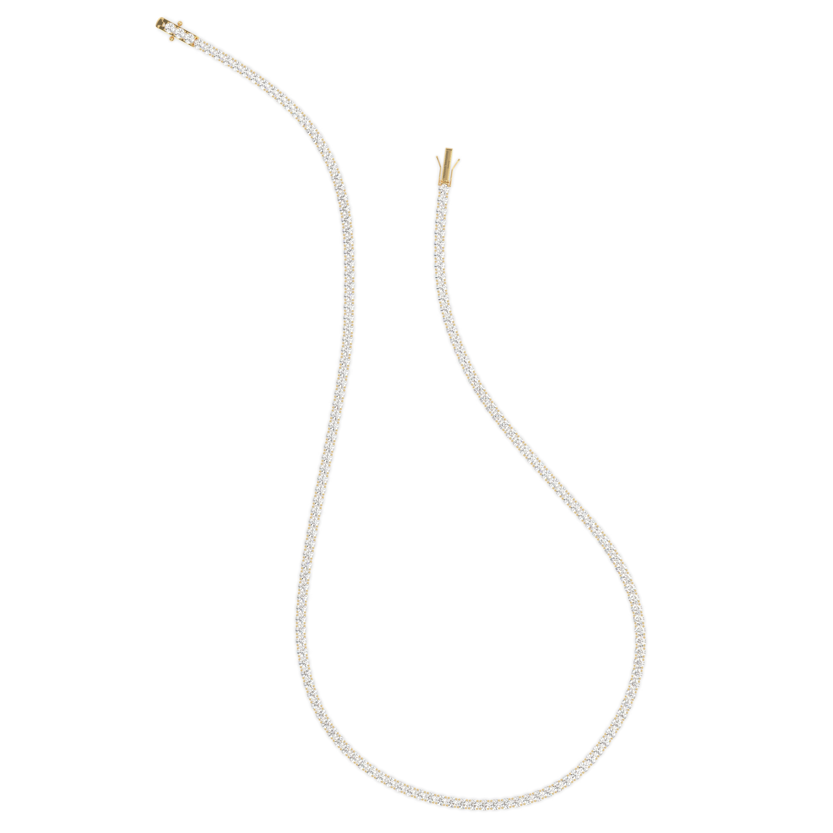 18k yellow gold 10 carat round diamond tennis minimalist necklace