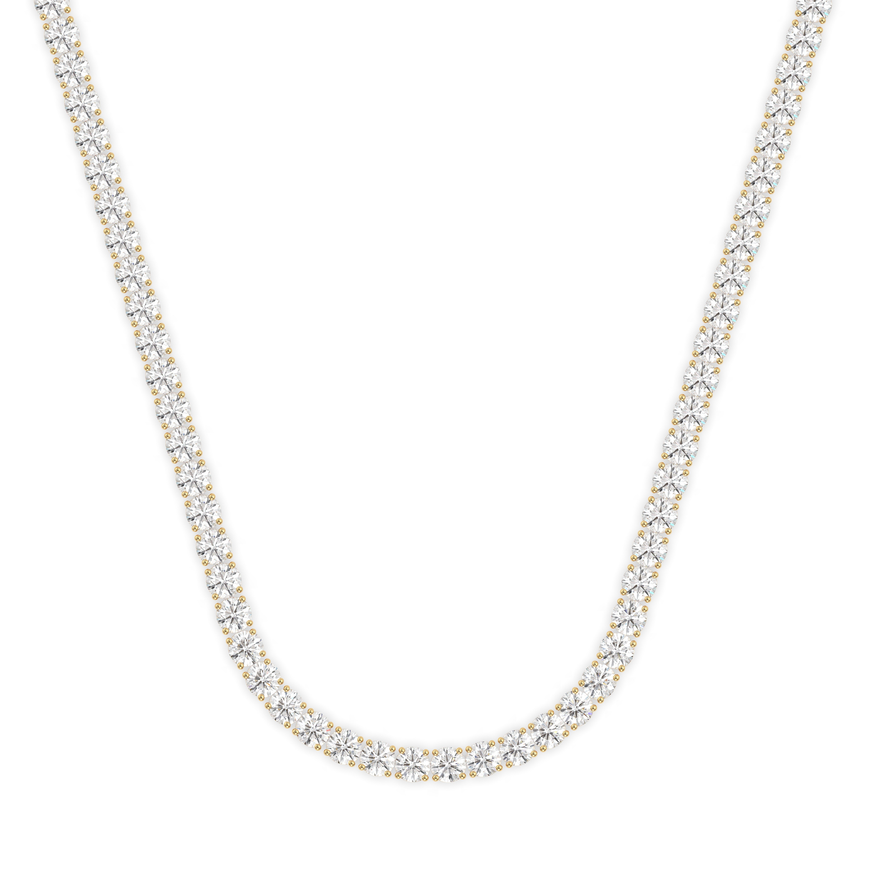 18k yellow gold 10 carat round diamond tennis minimalist necklace