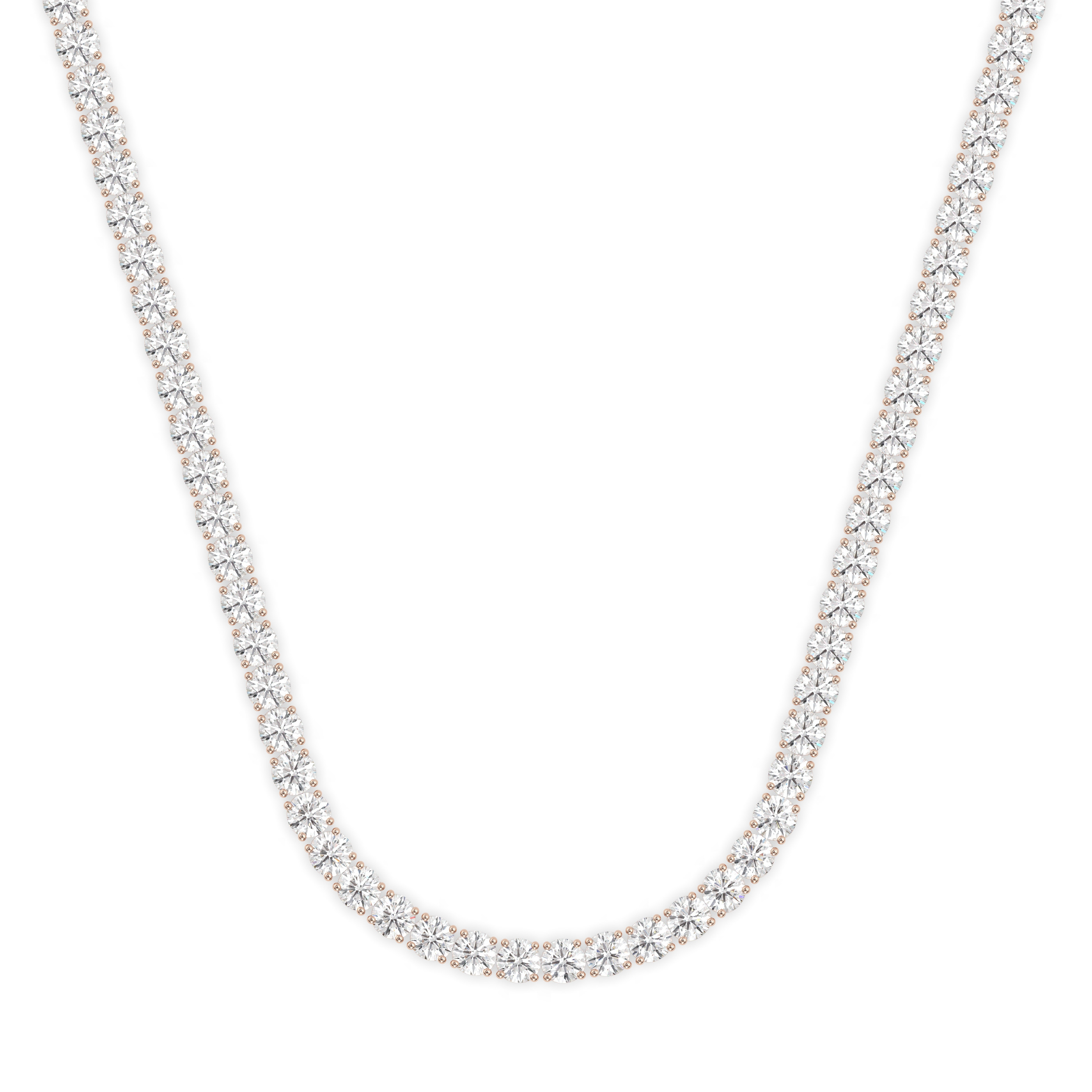 18k rose gold 10 carat round diamond tennis minimalist necklace