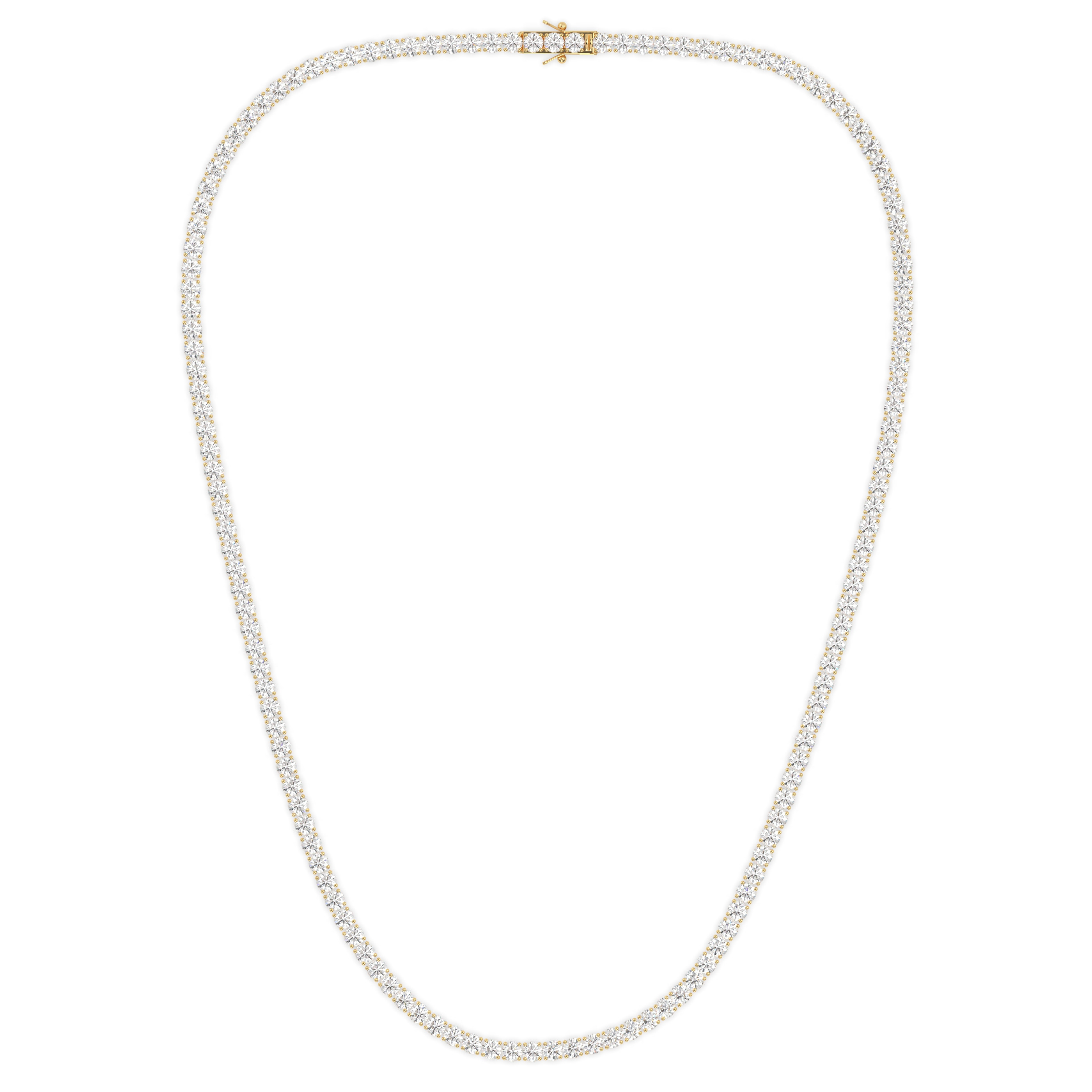 18k yellow gold 12 carat round diamond tennis minimalist necklace