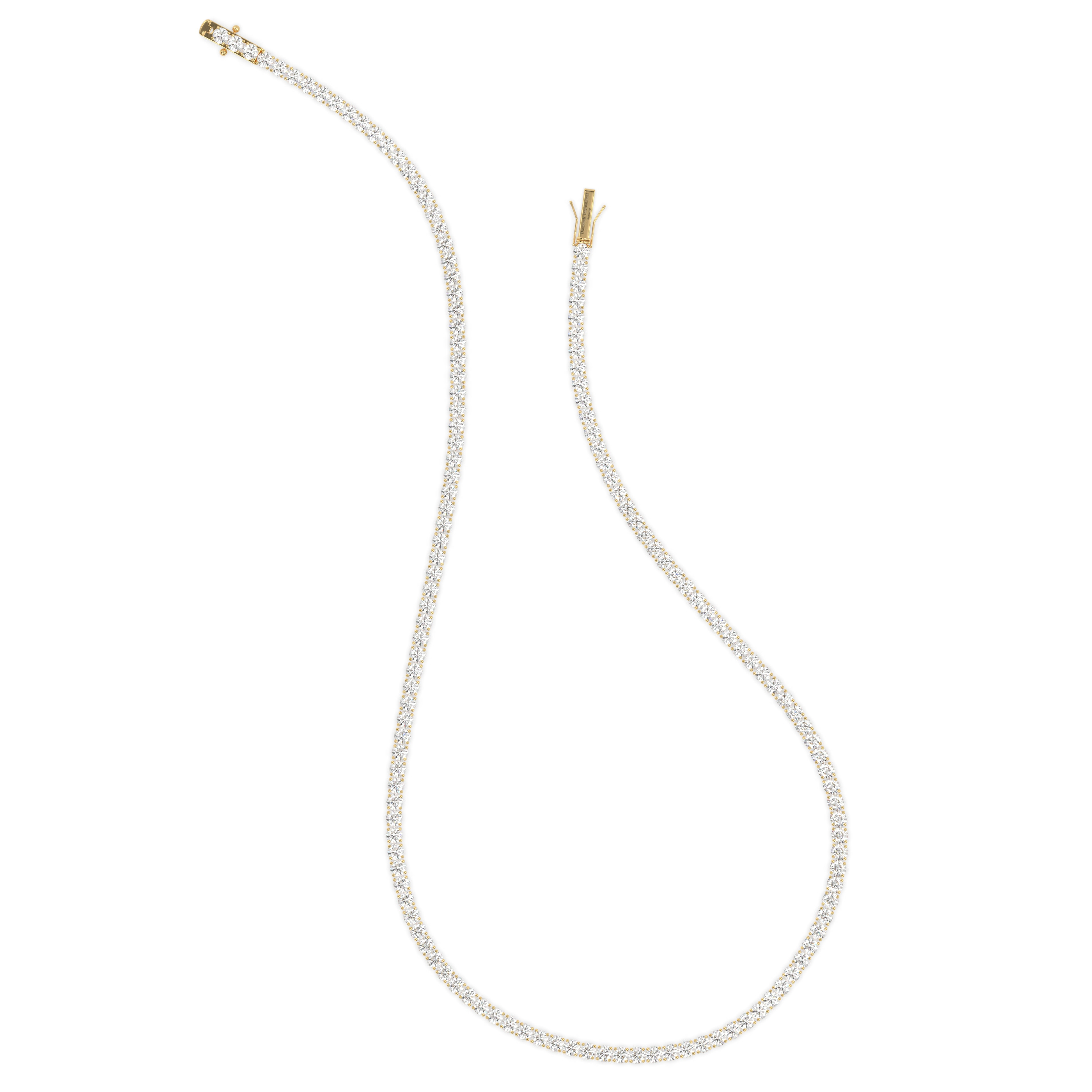 18k yellow gold 12 carat round diamond tennis minimalist necklace