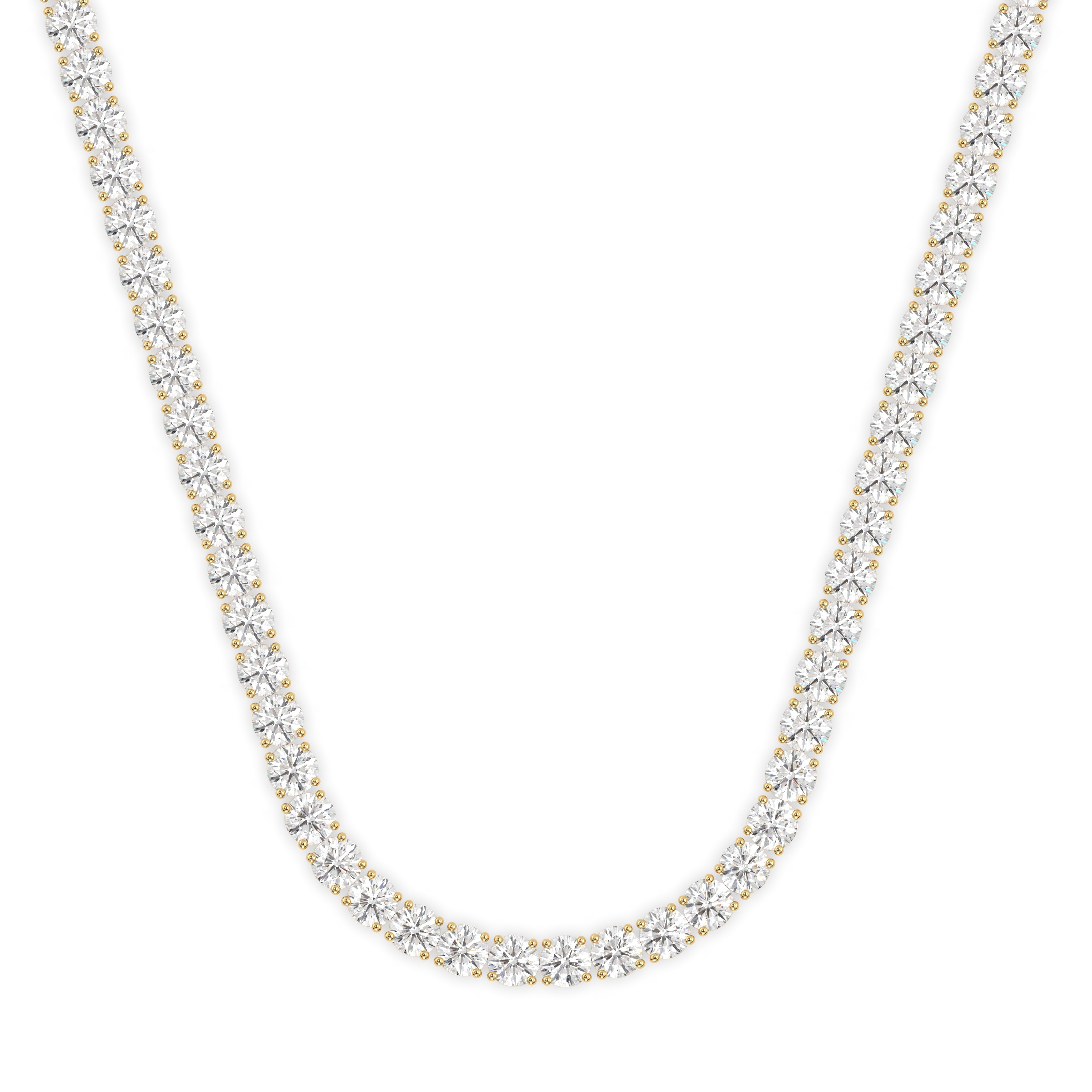 18k yellow gold  15 carat round diamond tennis minimalist necklace Photos & images