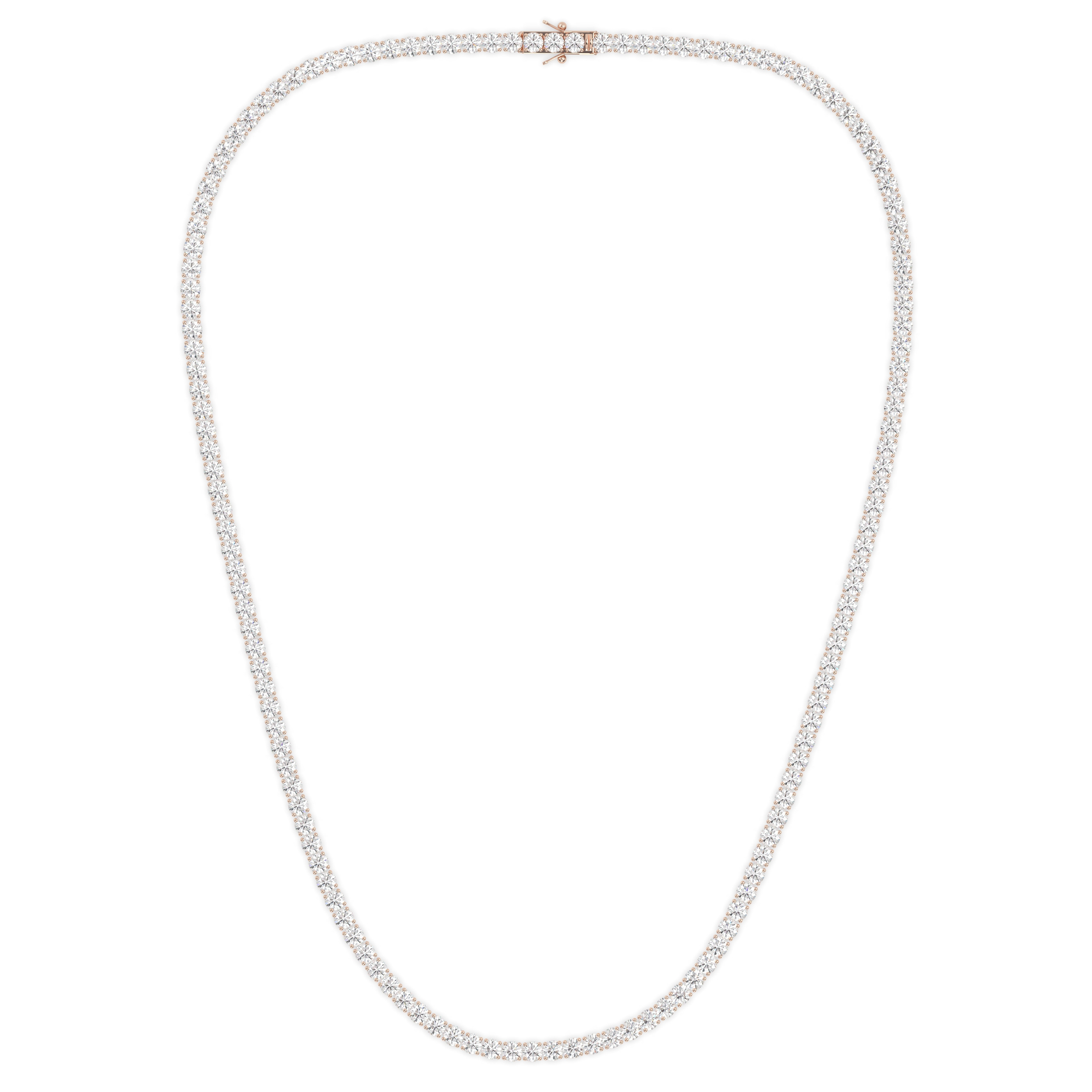 18k rose gold 12 carat round diamond tennis minimalist necklace