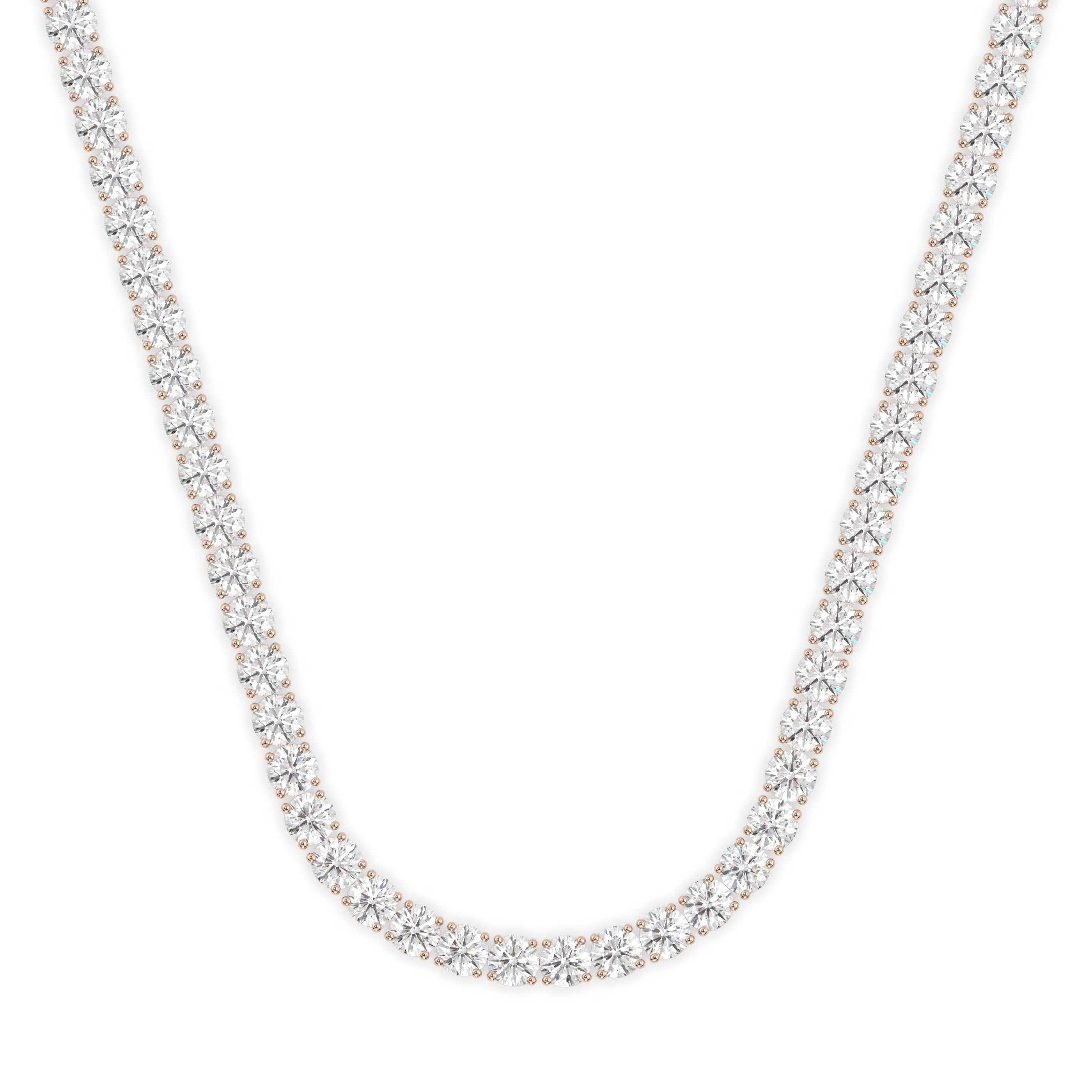 18k rose gold 12 carat round diamond tennis minimalist necklace