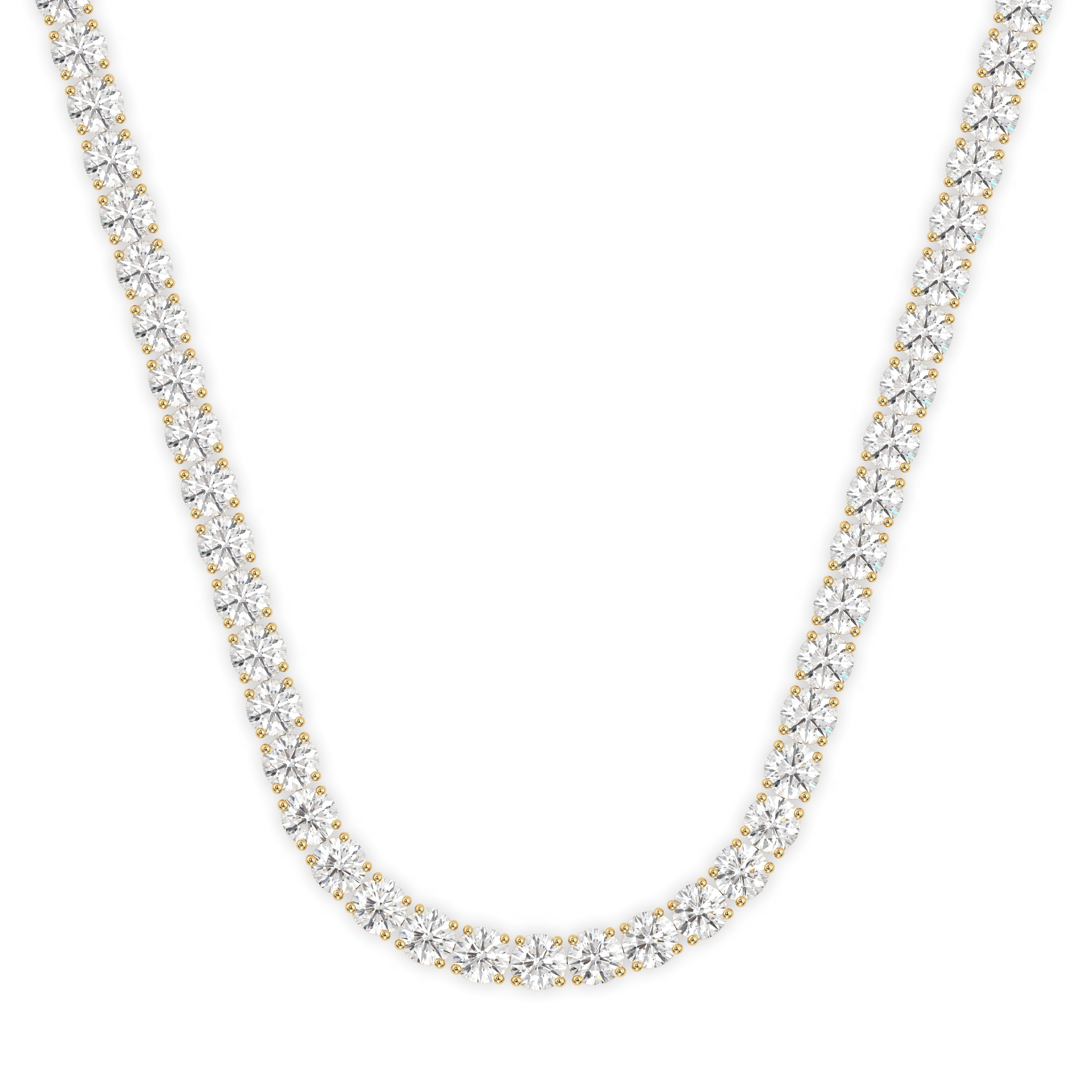 18k yellow gold  15 carat round diamond tennis minimalist necklace