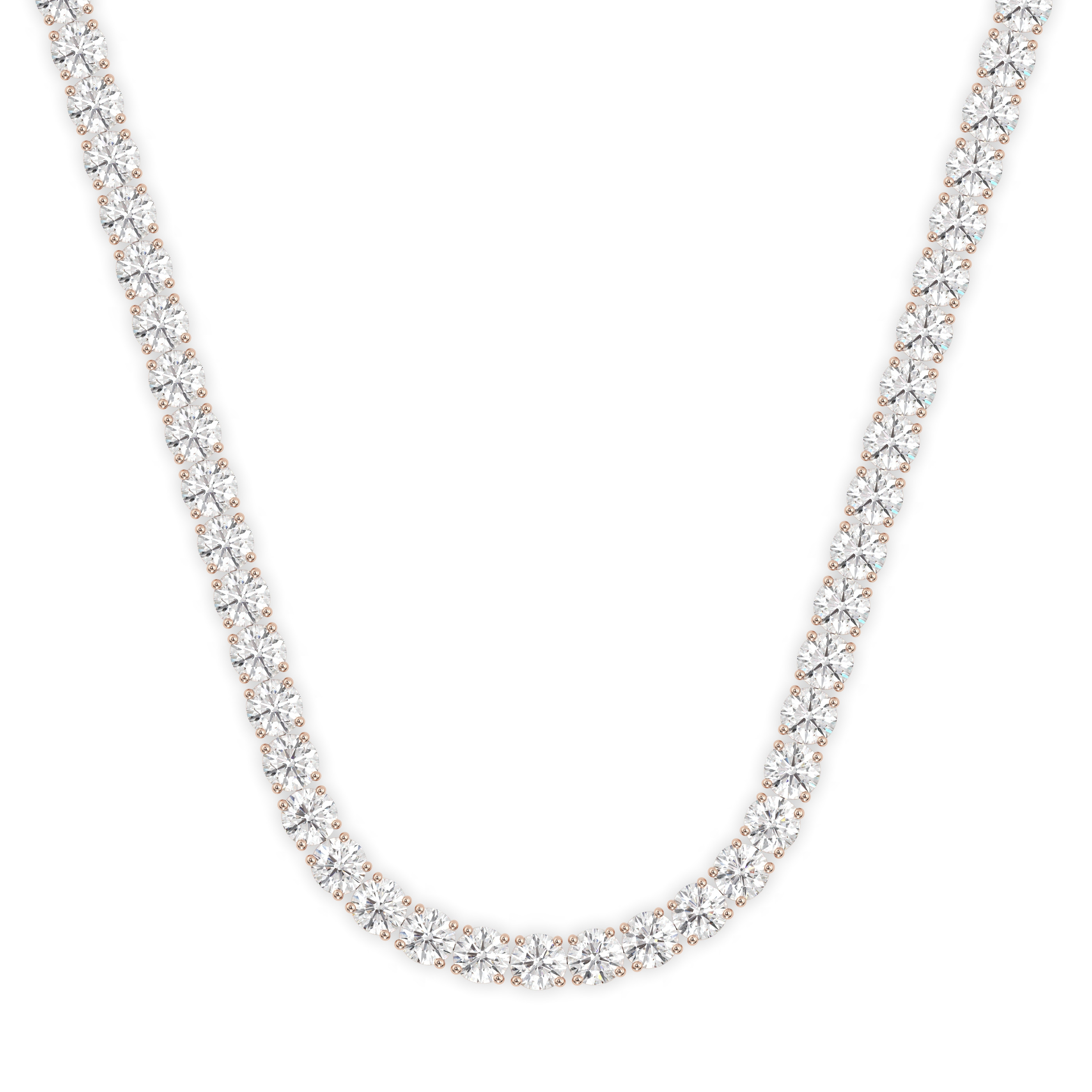 18k rose gold 15 carat round diamond tennis minimalist necklace